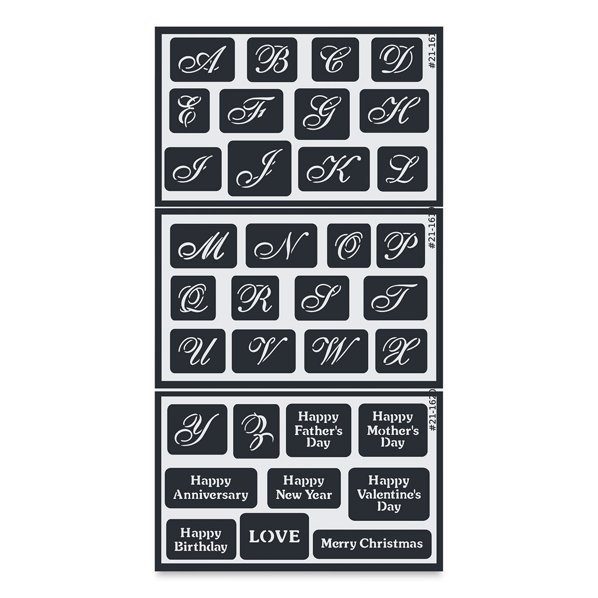 Armour Over ‘N’ Over Glass Etching Stencil - Script, Pkg of 3