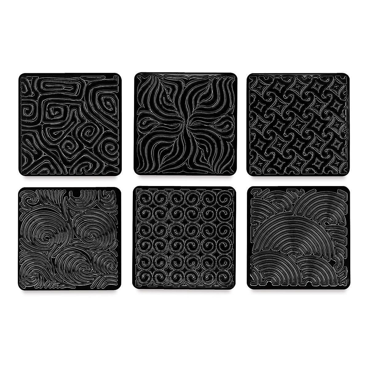 Cedar Canyon Rubbing Plates - Front view of 6 Curves design plates