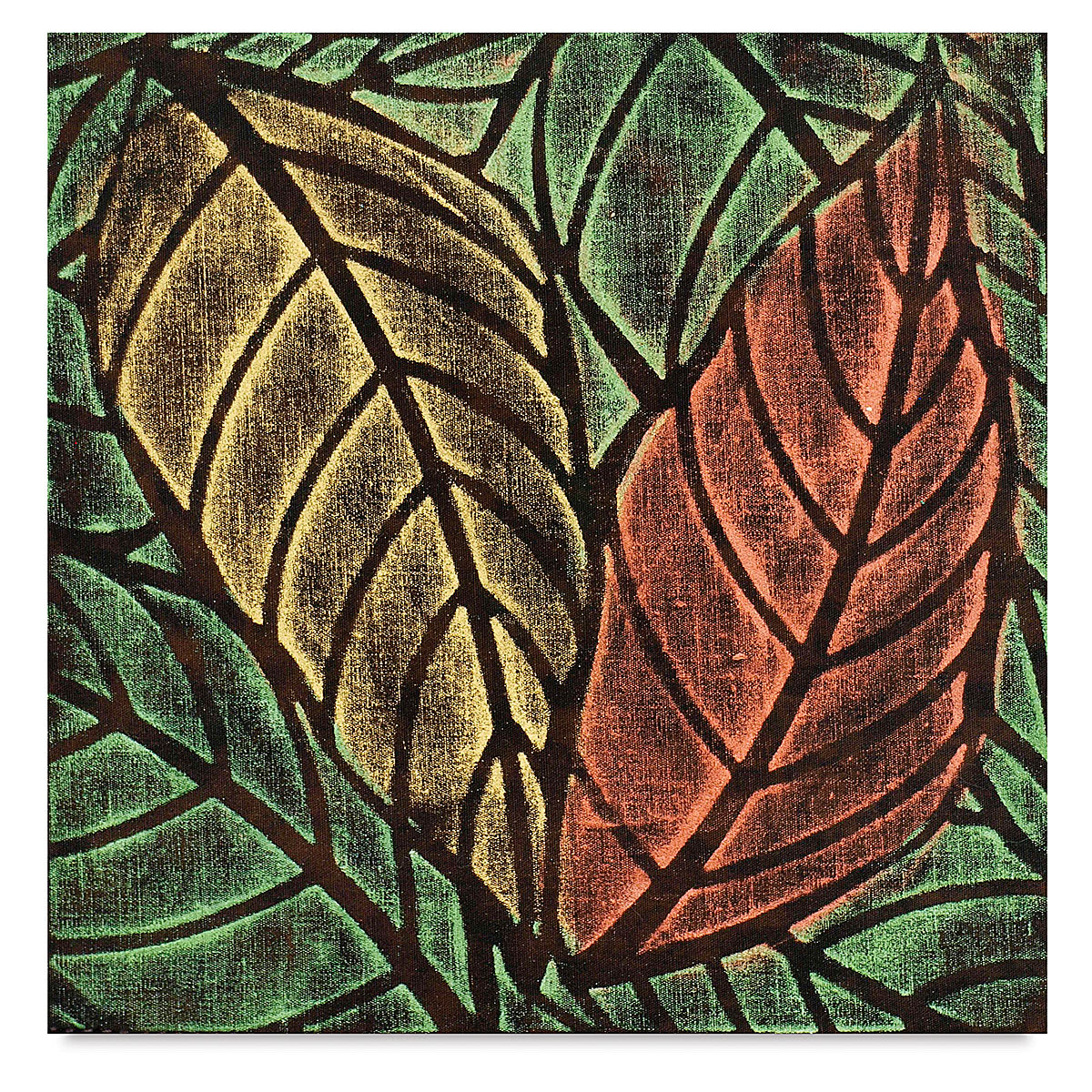Cedar Canyon Rubbing Plates - Finished art using 1 Leaves design
