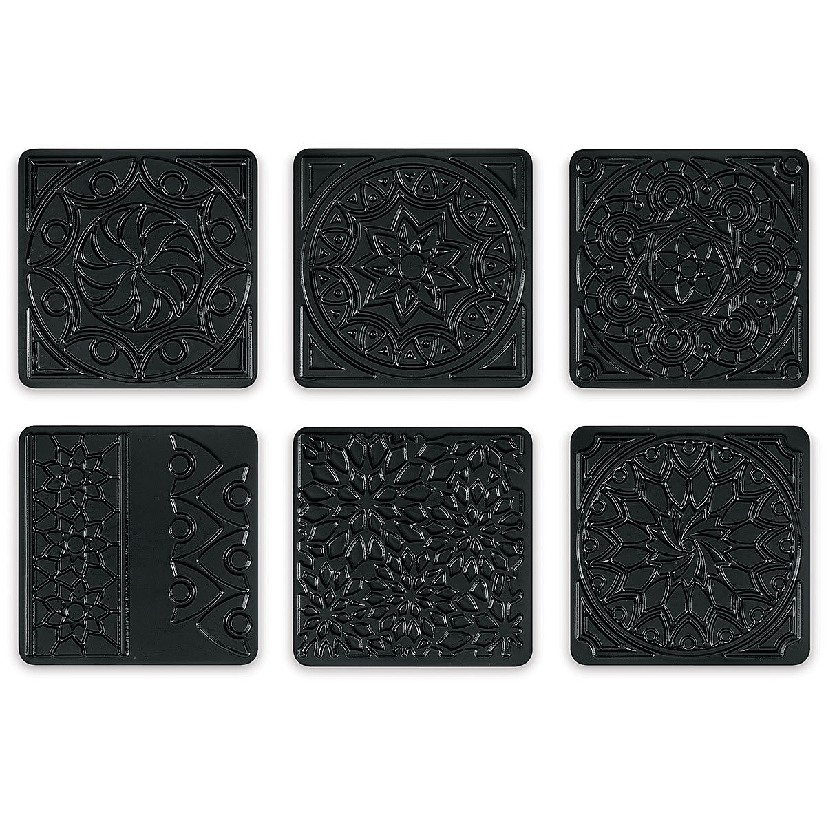 Cedar Canyon Rubbing Plates - Front view of 6 Kaleidoscope design plates