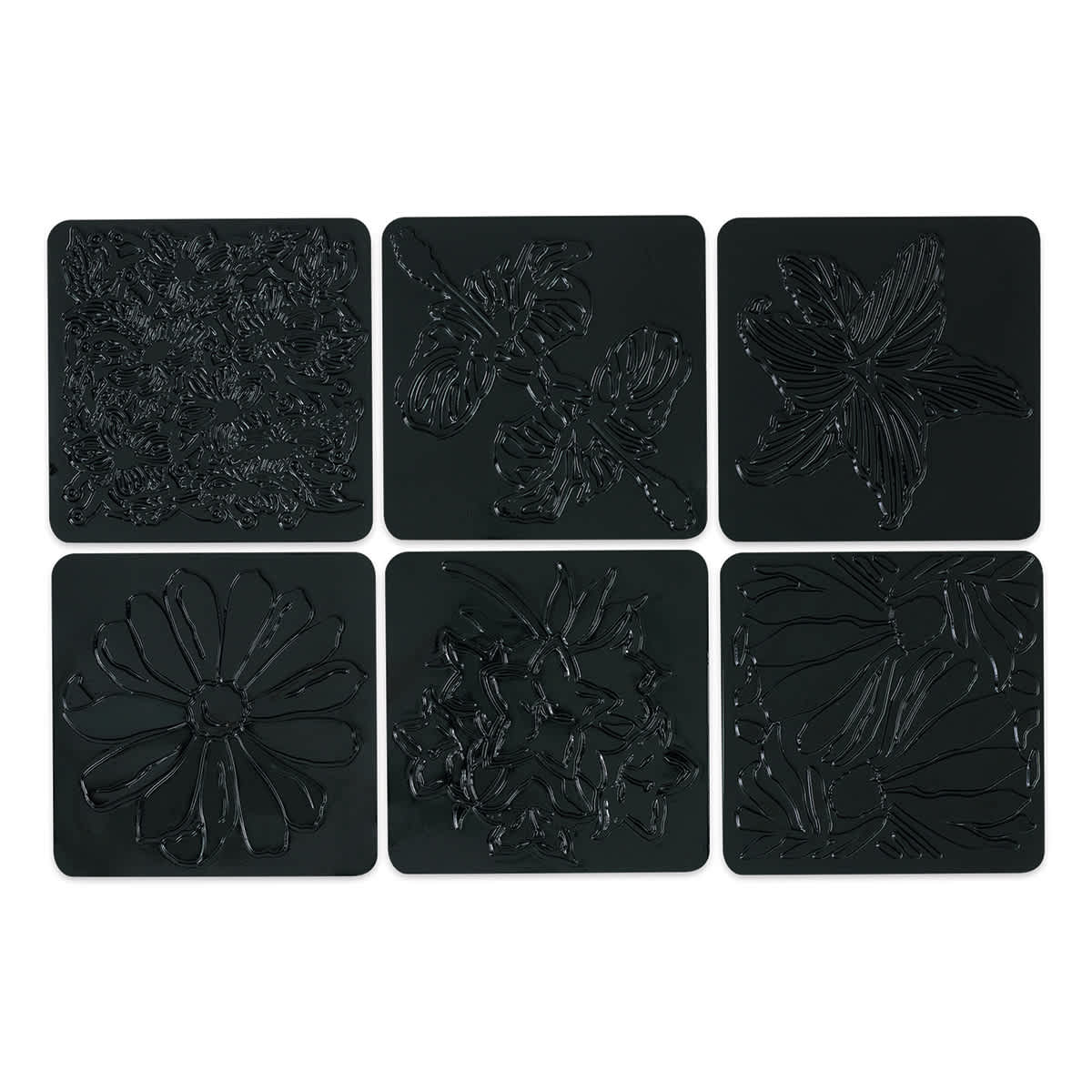 Cedar Canyon Rubbing Plates - Front view of 6 Garden Flowers design plates