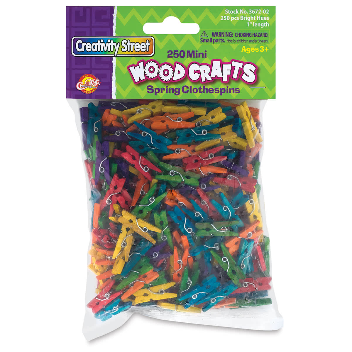 Creativity Street Wooden Spring Clothespins - Front of package of Multicolor Mini-Clothespins