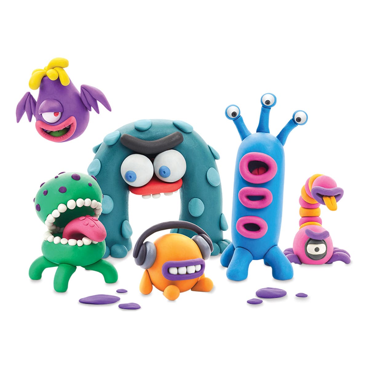 Fat Brain Toys Hey Clay Kit - Aliens - finished examples