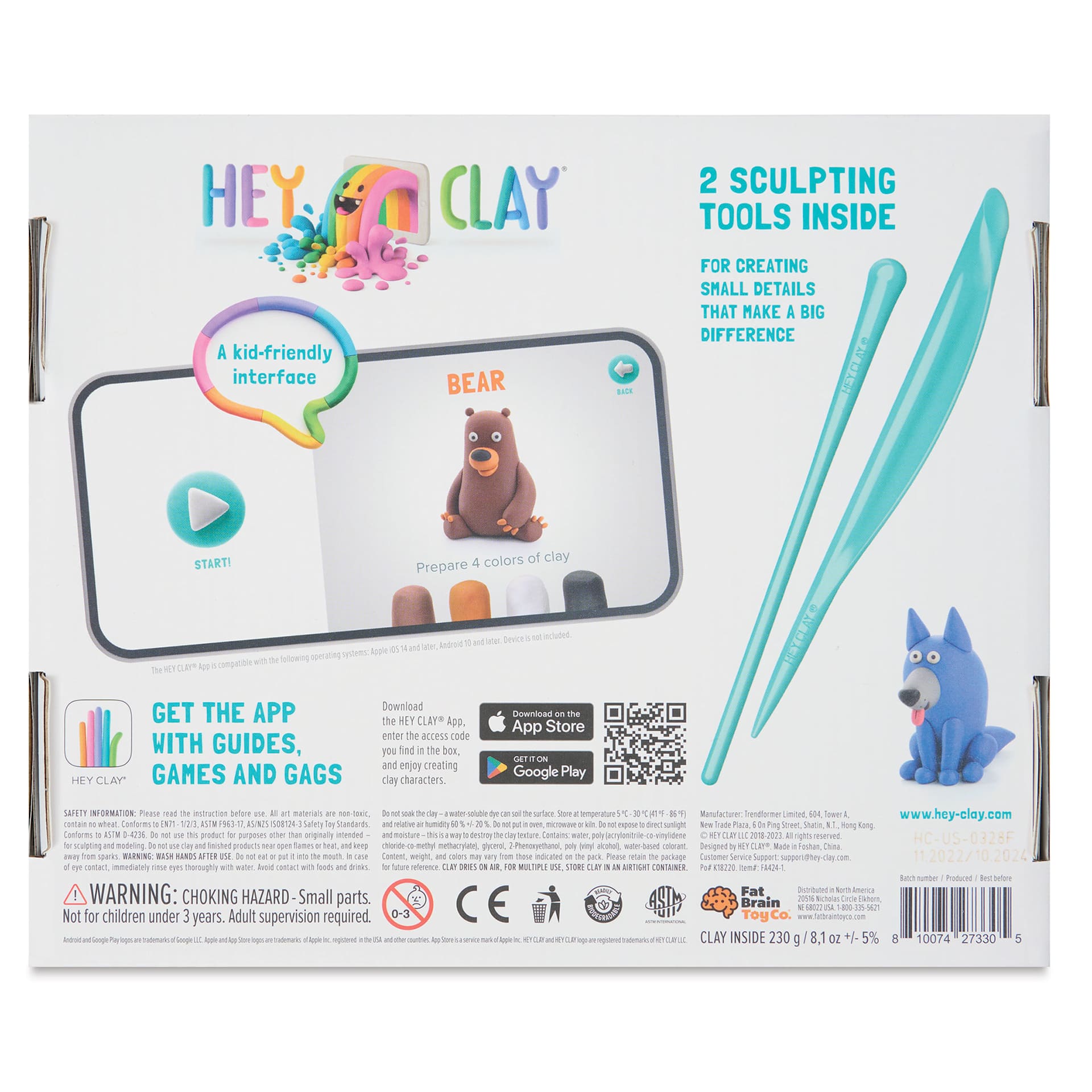 Fat Brain Toys Hey Clay Kit - Forest Animals, back of the packaging