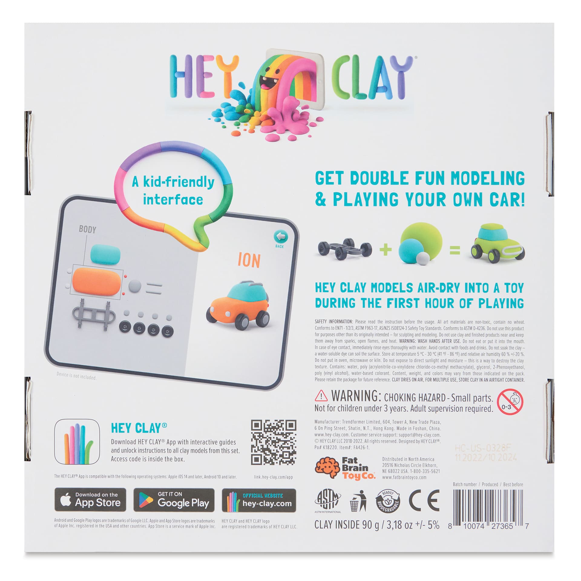 Fat Brain Toys Hey Clay Kit - Eco Cars - back of packaging