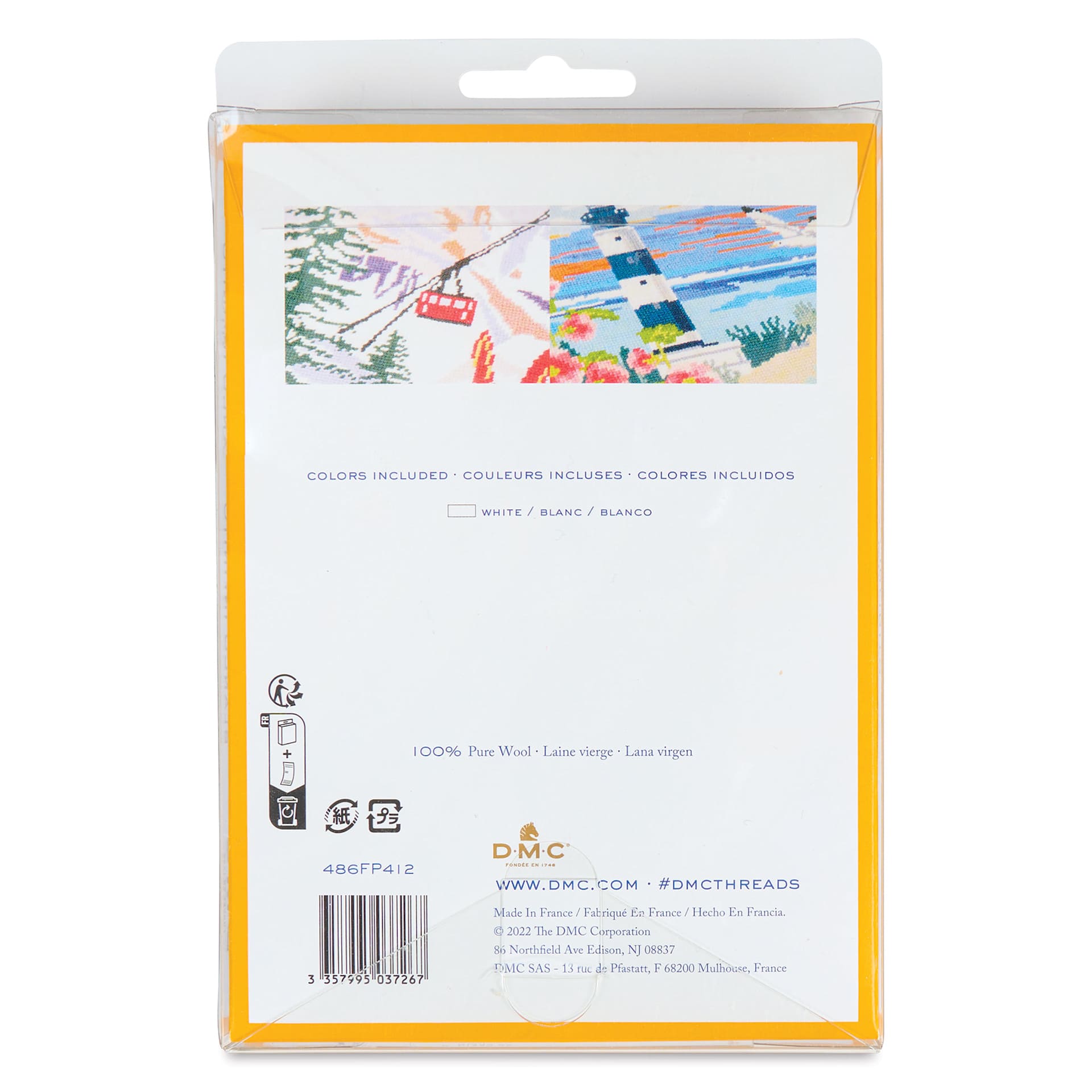 DMC Tapestry Wool - Simply White, 8 m, Pkg of 12 back of packaging