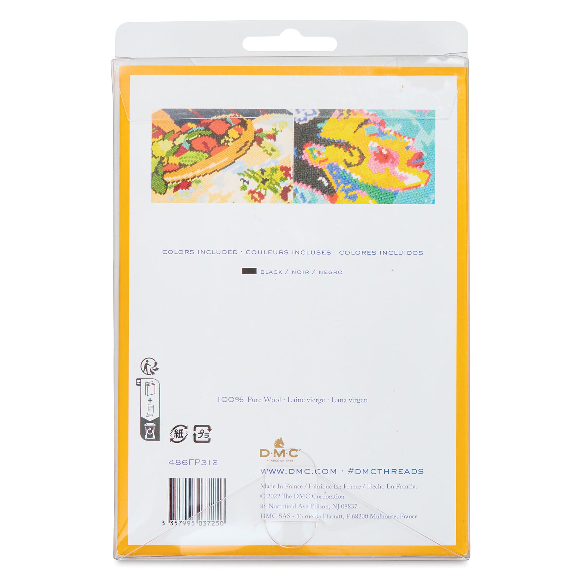DMC Tapestry Wool - Ebony, 8 m, Set of 12 back of packaging