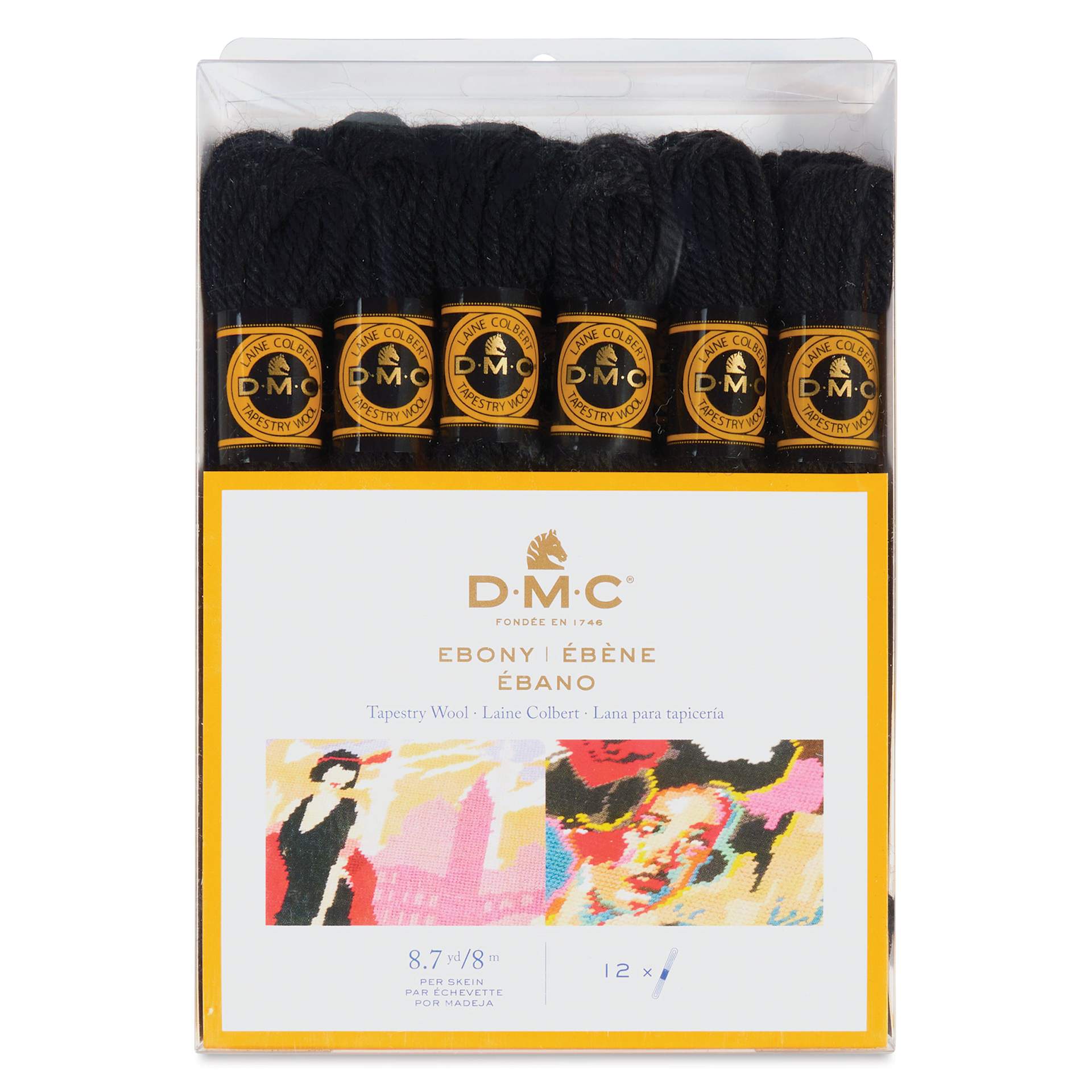 DMC Tapestry Wool - Ebony, 8 m, Set of 12 front of packaging