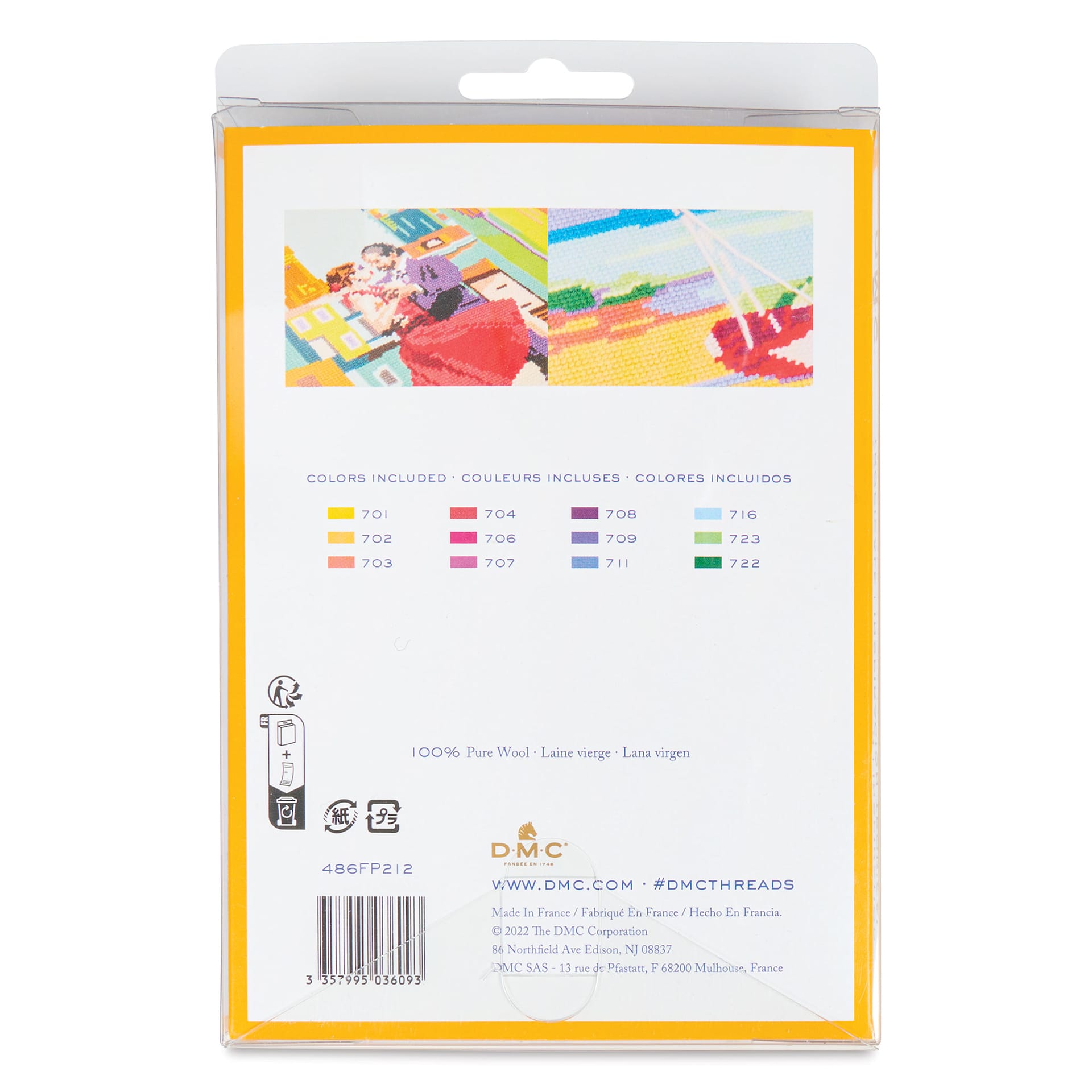DMC Tapestry Wool - Tropical Collection, 8 m, Set of 12 back of packaging
