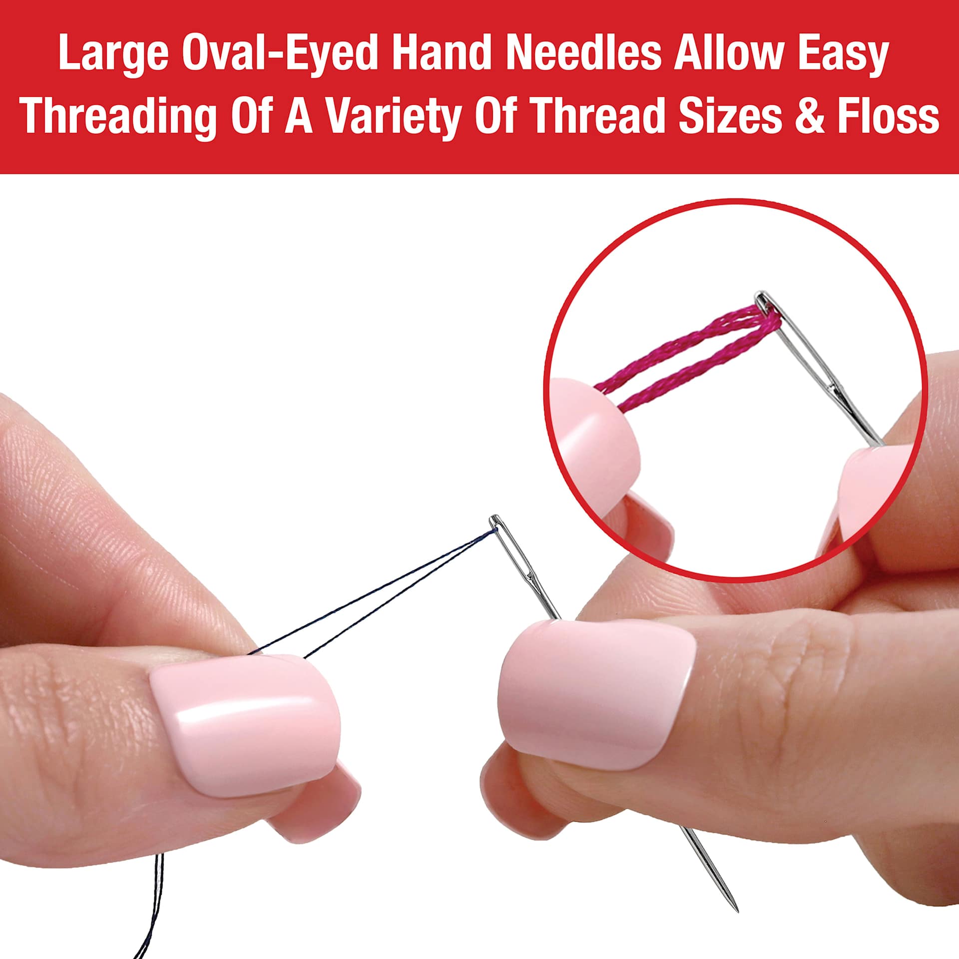 Singer Large Eye Hand Needle Assortment - Set of 50 - Large Oval Eye Benefits