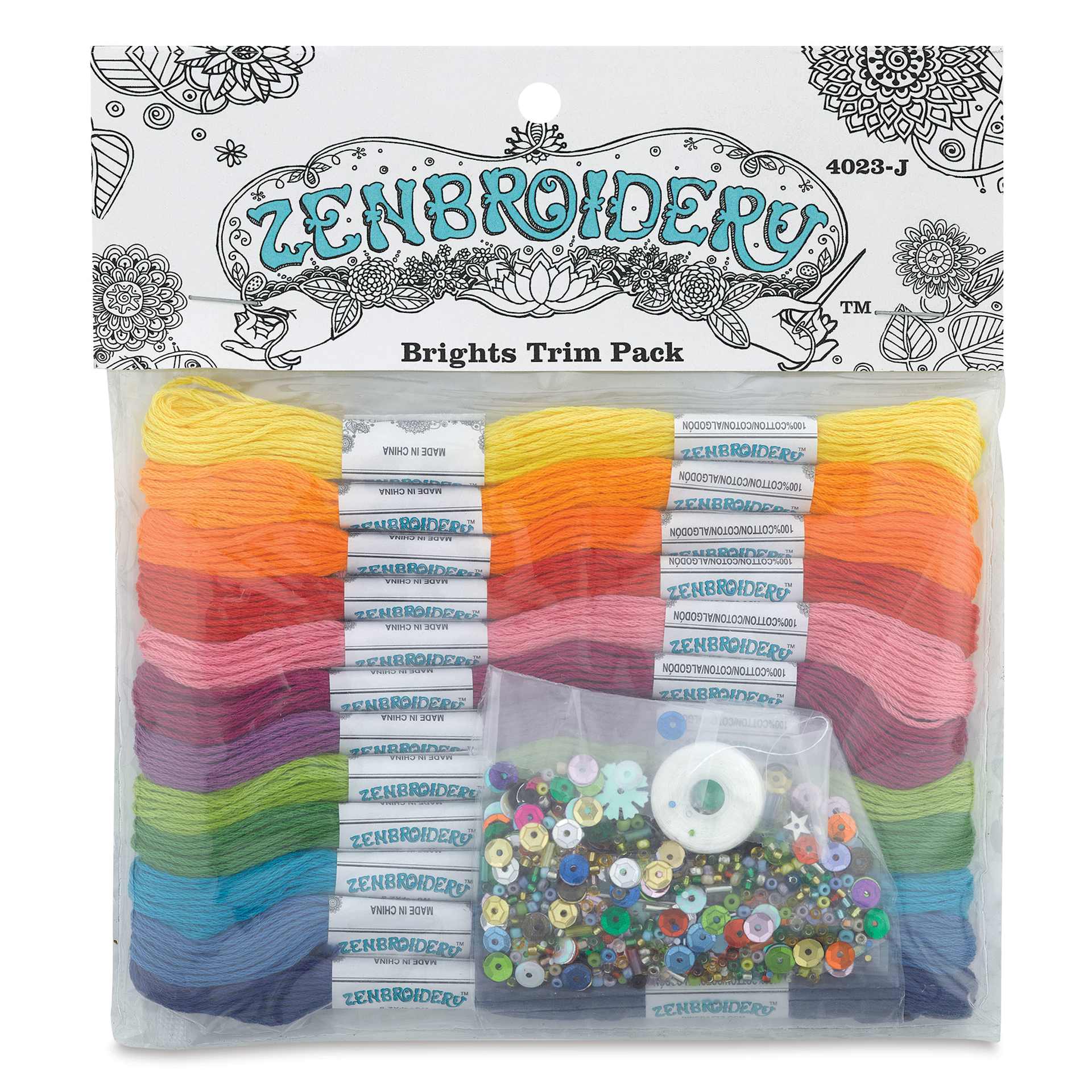 Design Works Zenbroidery Floss Trim Pack - Brights, Pkg of 12, front of the packaging