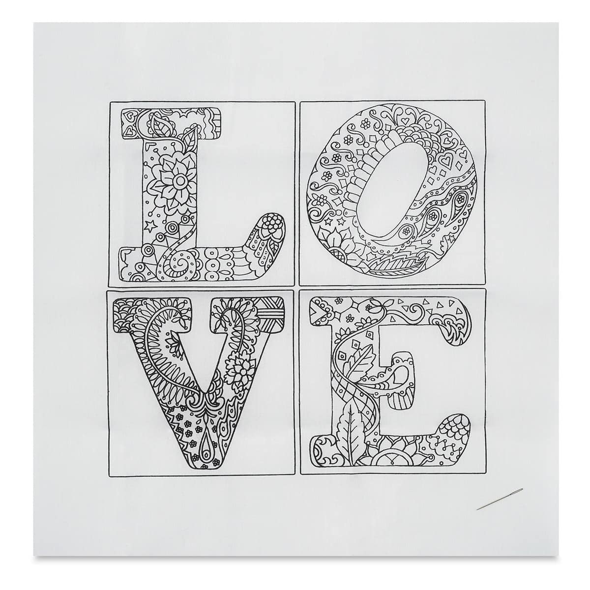 Zenbroidery Stamped Embroidery Kits - Stamped Love design on fabric sheet
