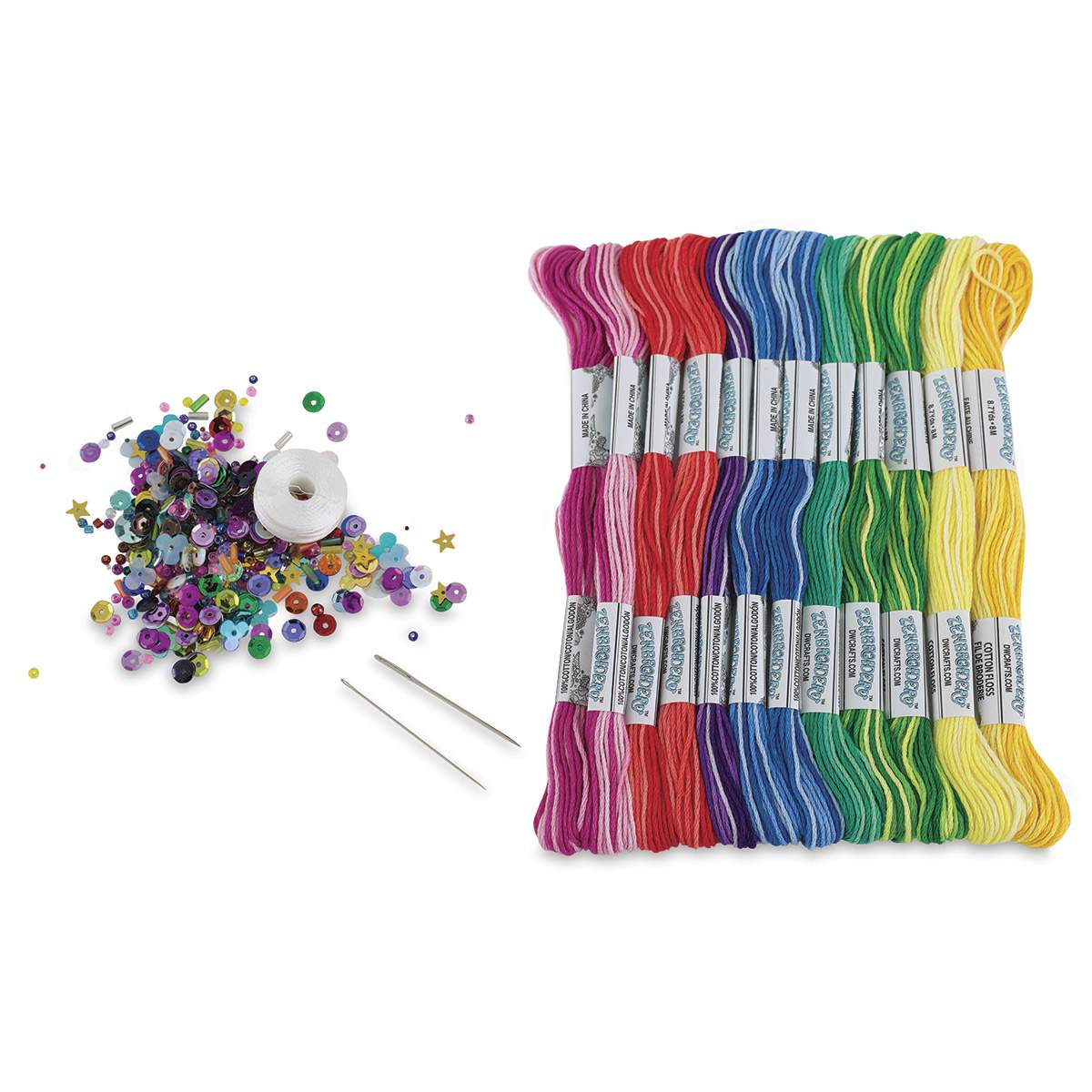 Design Works Zenbroidery Floss Trim Pack - Variegated, Pkg of 12, contents laid out