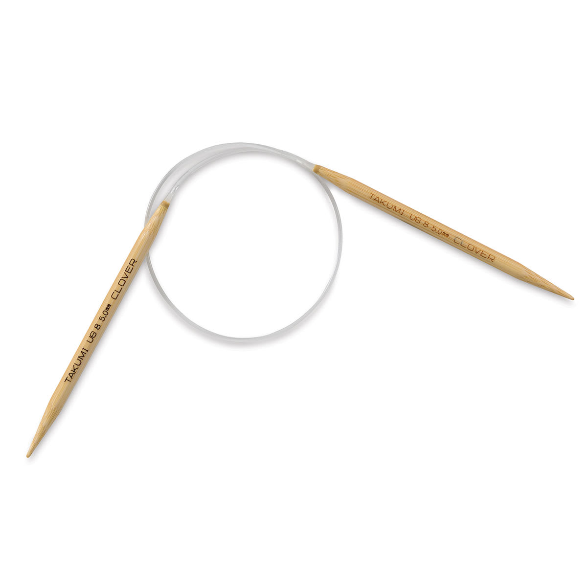 Clover Takumi Bamboo Circular Knitting Needles - Size 8 Needles, 16 inch length coiled