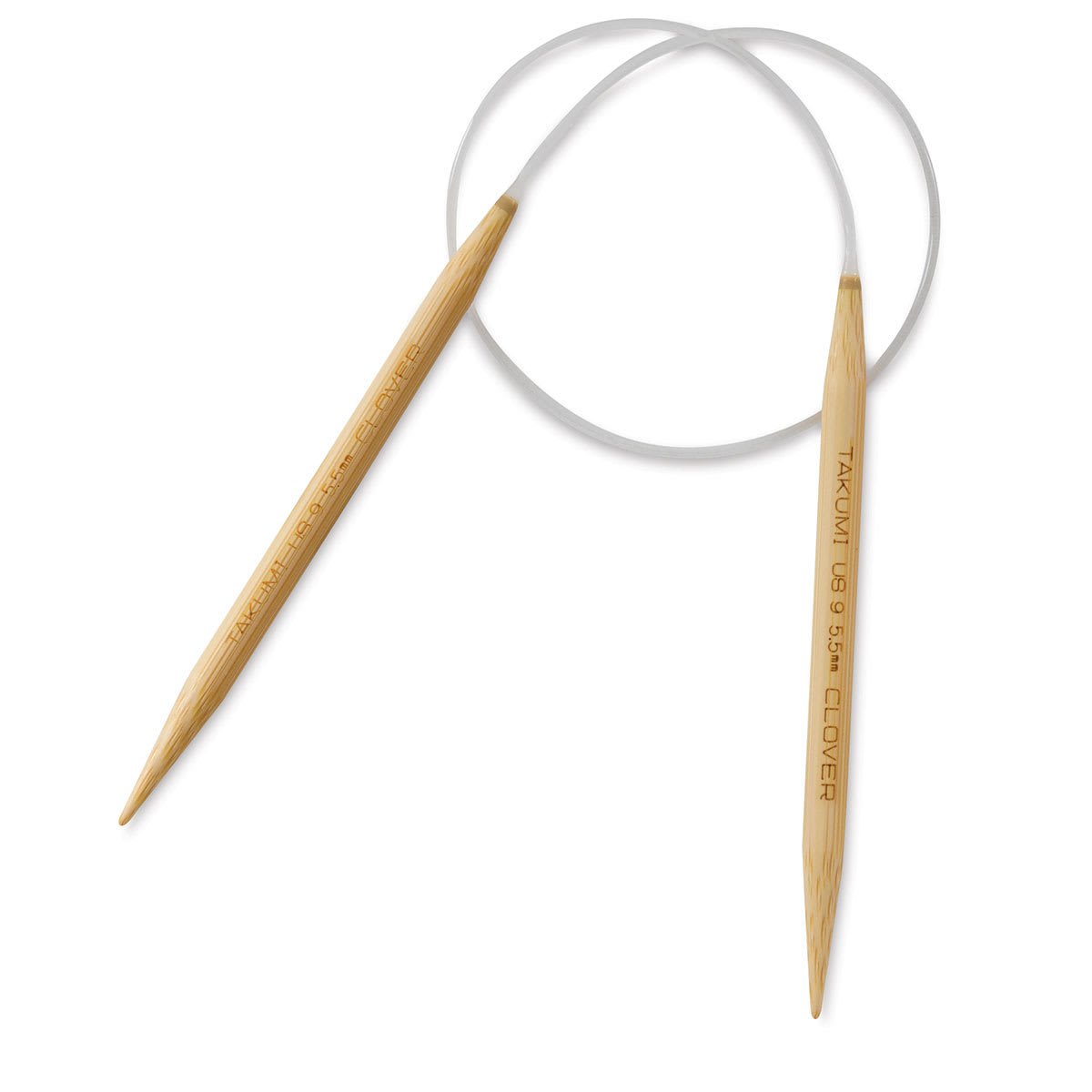 Clover Takumi Bamboo Circular Knitting Needles - Size 9 Needles, 16 inch length coiled
