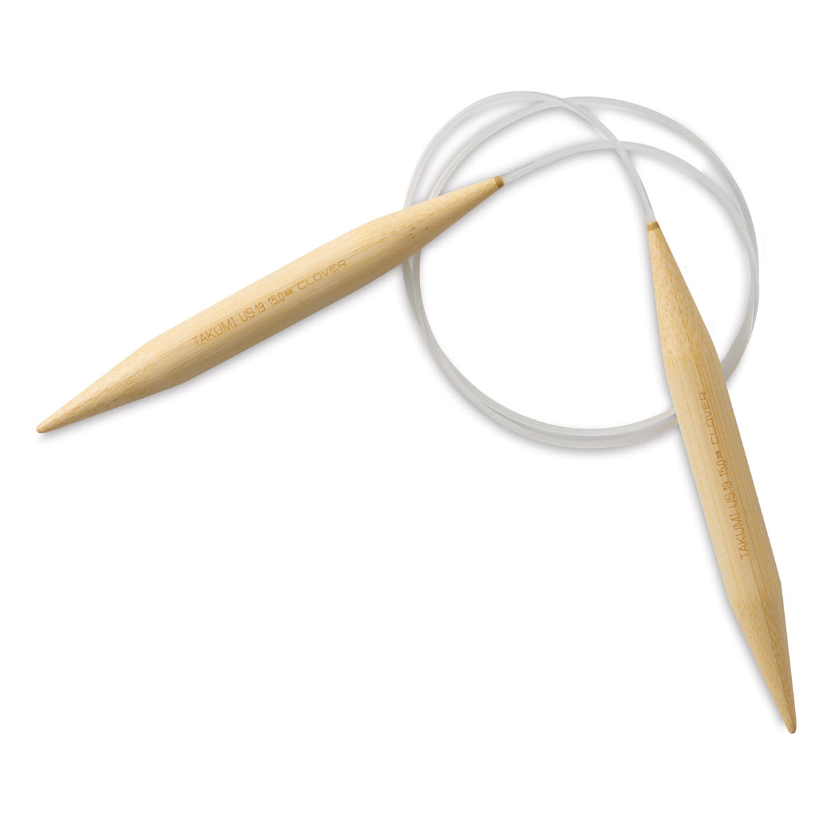 Clover Takumi Bamboo Circular Knitting Needles - Size 19 Needles, 36 inch length coiled