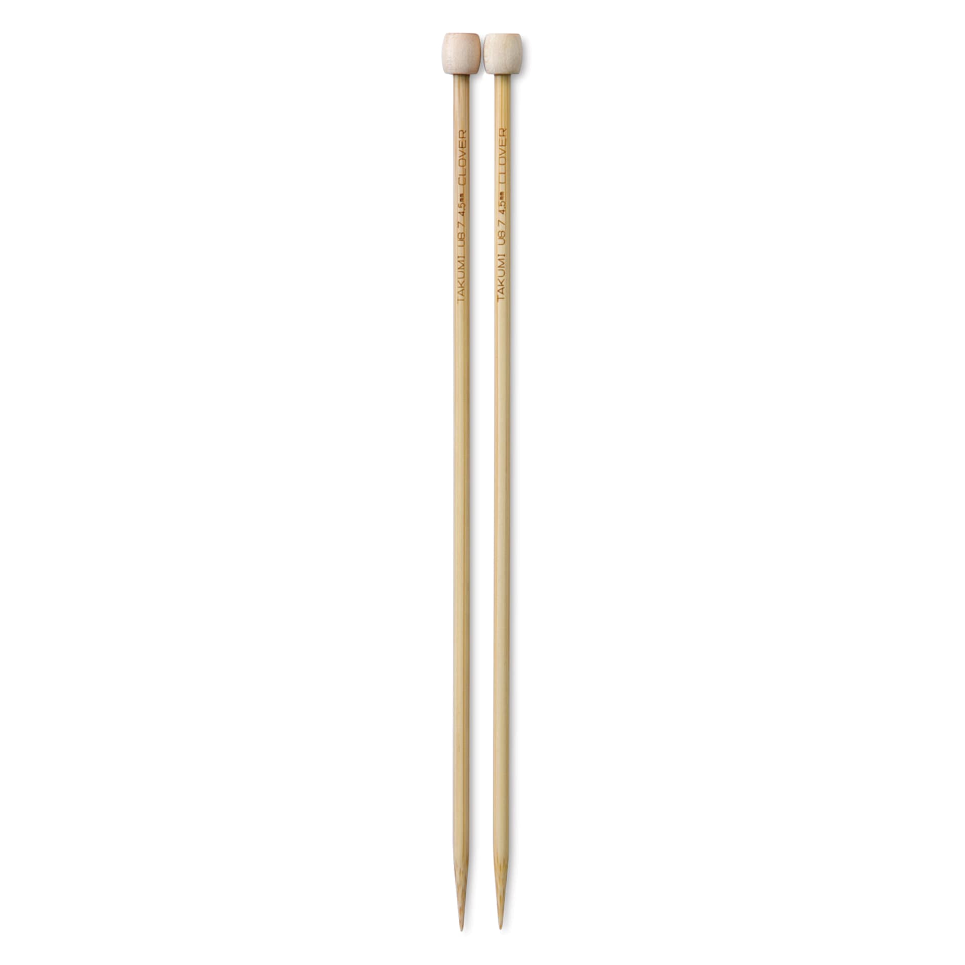 Clover Takumi Bamboo Straight Knitting Needles - Size 7, 9" Long