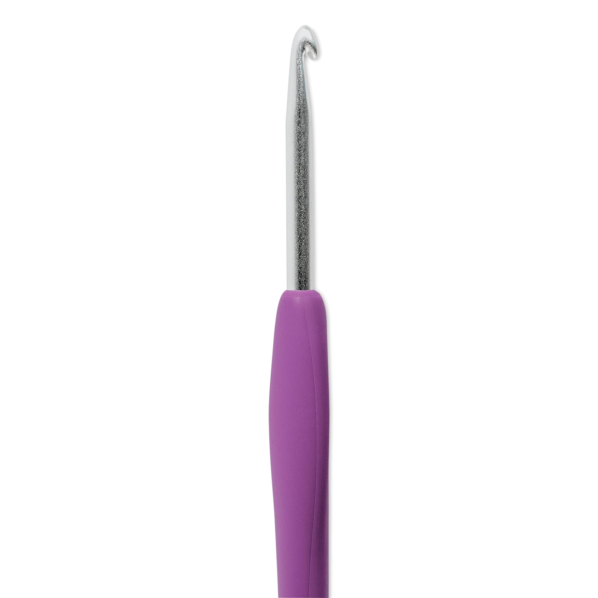 Clover Amour Aluminum Crochet Hook - G, 4 mm shown upright