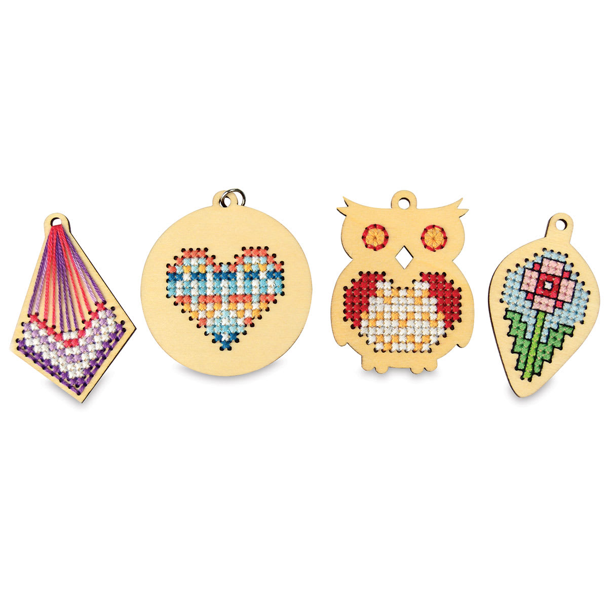 Cross Stitch Style Wood Charms Pack