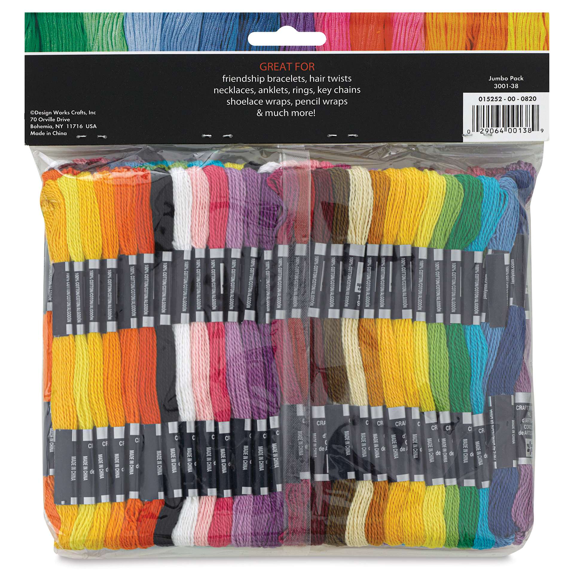 Janlynn Embroidery Floss Pack - Craft Thread, Pkg of 105, back of the packaging
