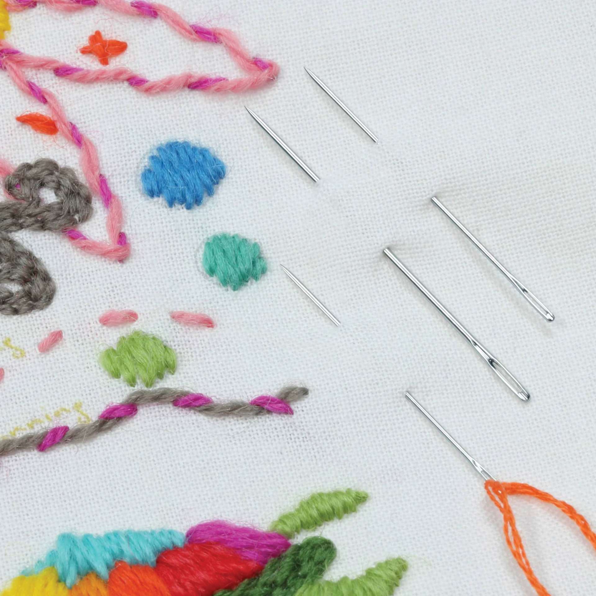 Dritz Embroidery Needles- Size 3 - 9, Pkg of 16 working on quilt