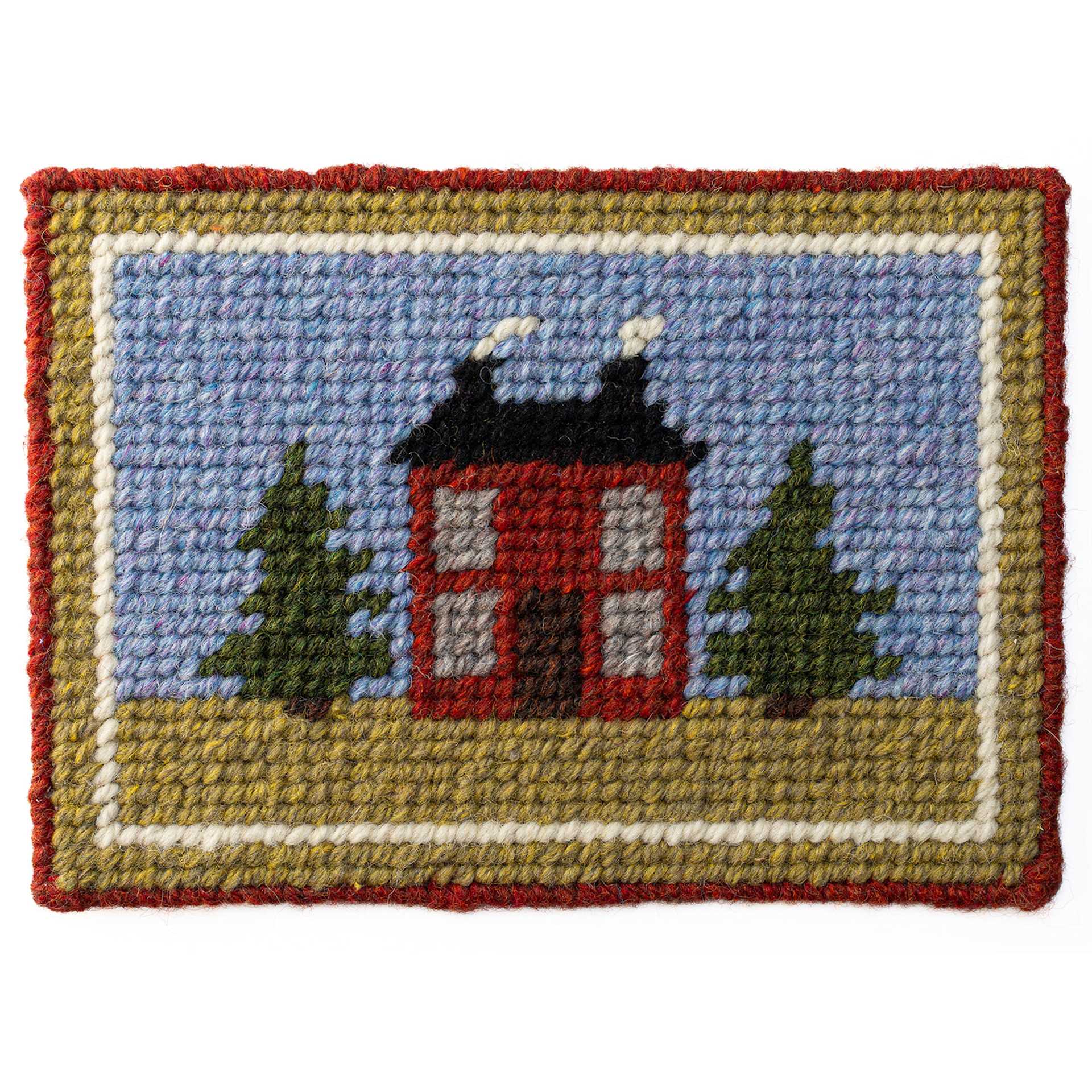 Friendly Loom Explore Needlepoint Homestead Kit showing completed house design project
