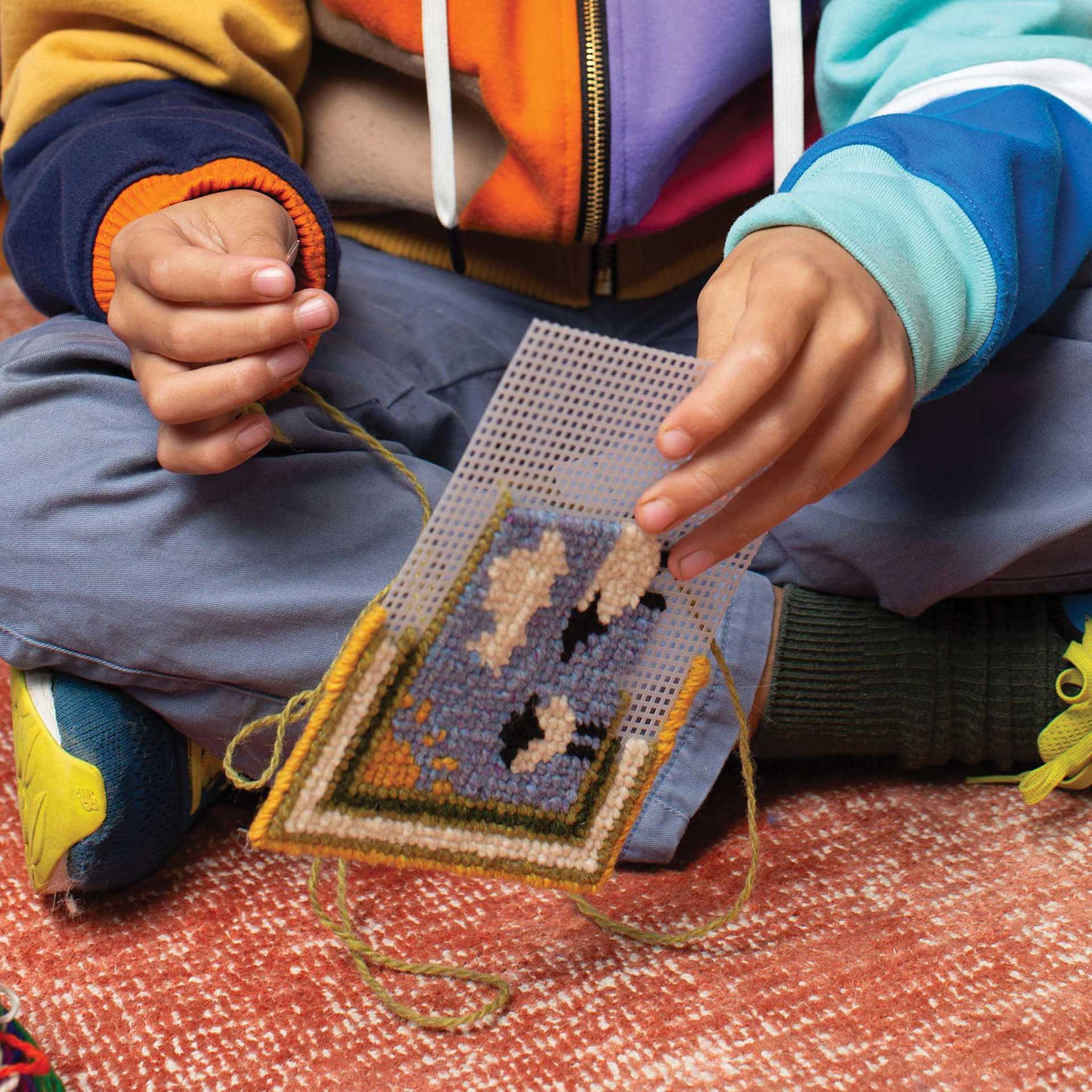 Friendly Loom Explore Needlepoint Homestead Kit showing in progress project