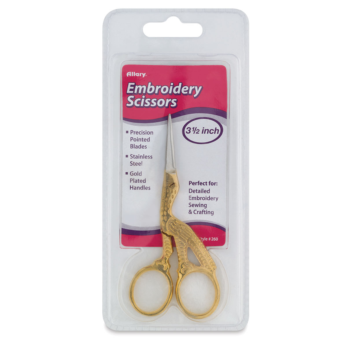 Allary Embroidery Stork Scissors - Front of package