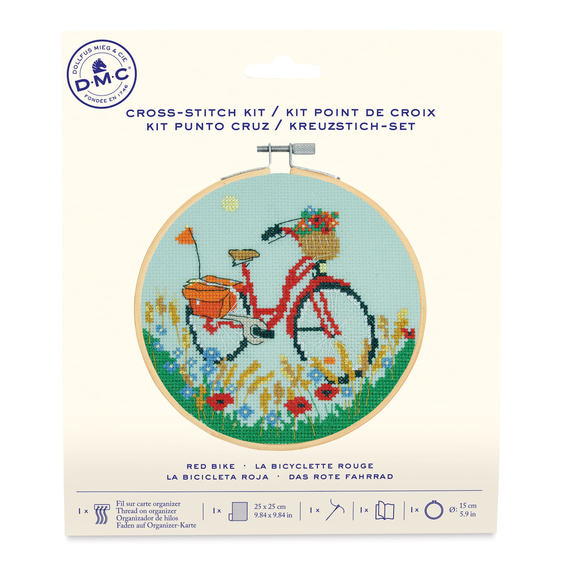 DMC Cross Stitch Kit - Red Bike, front of packaging