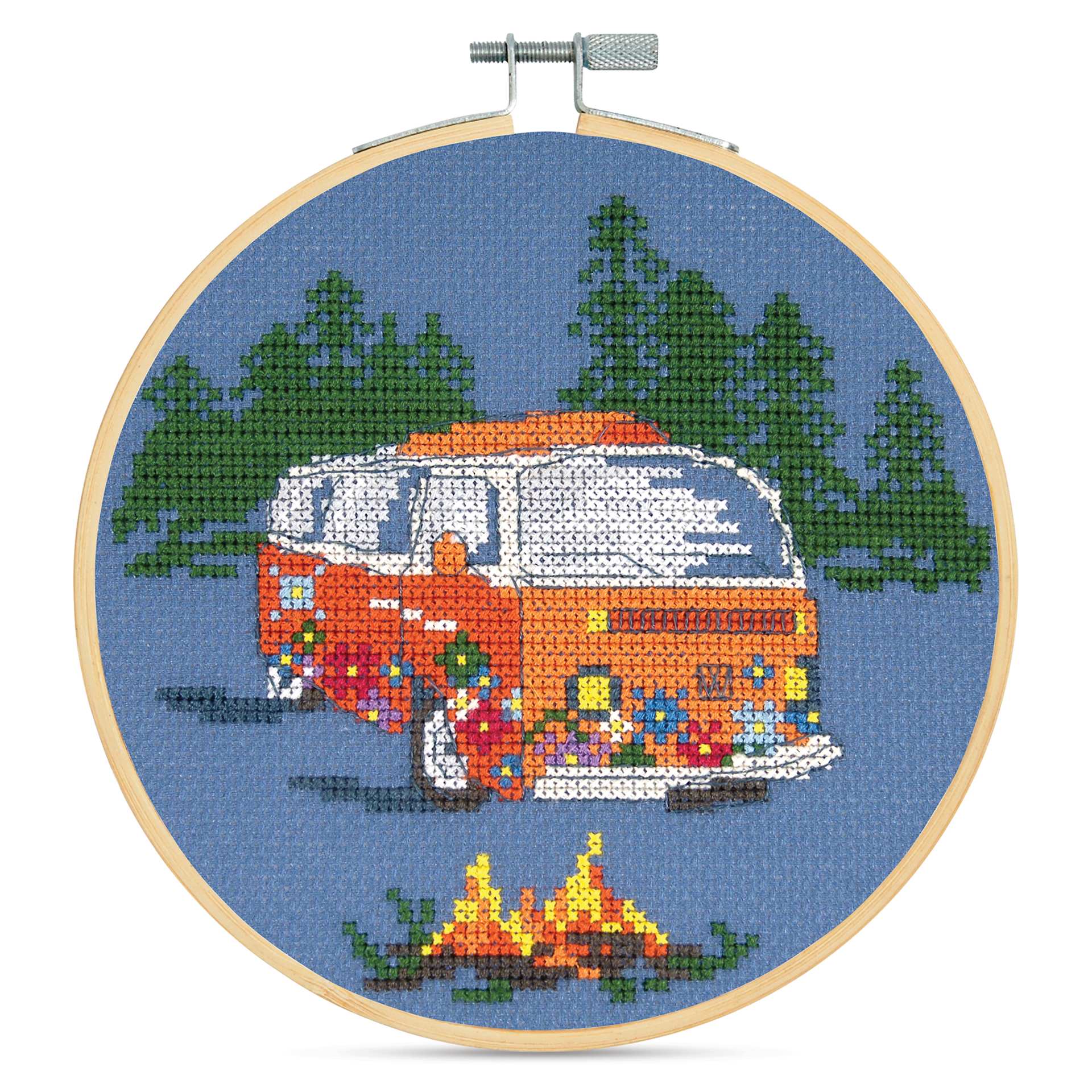 DMC Cross Stitch Kit - Orange Van, finished