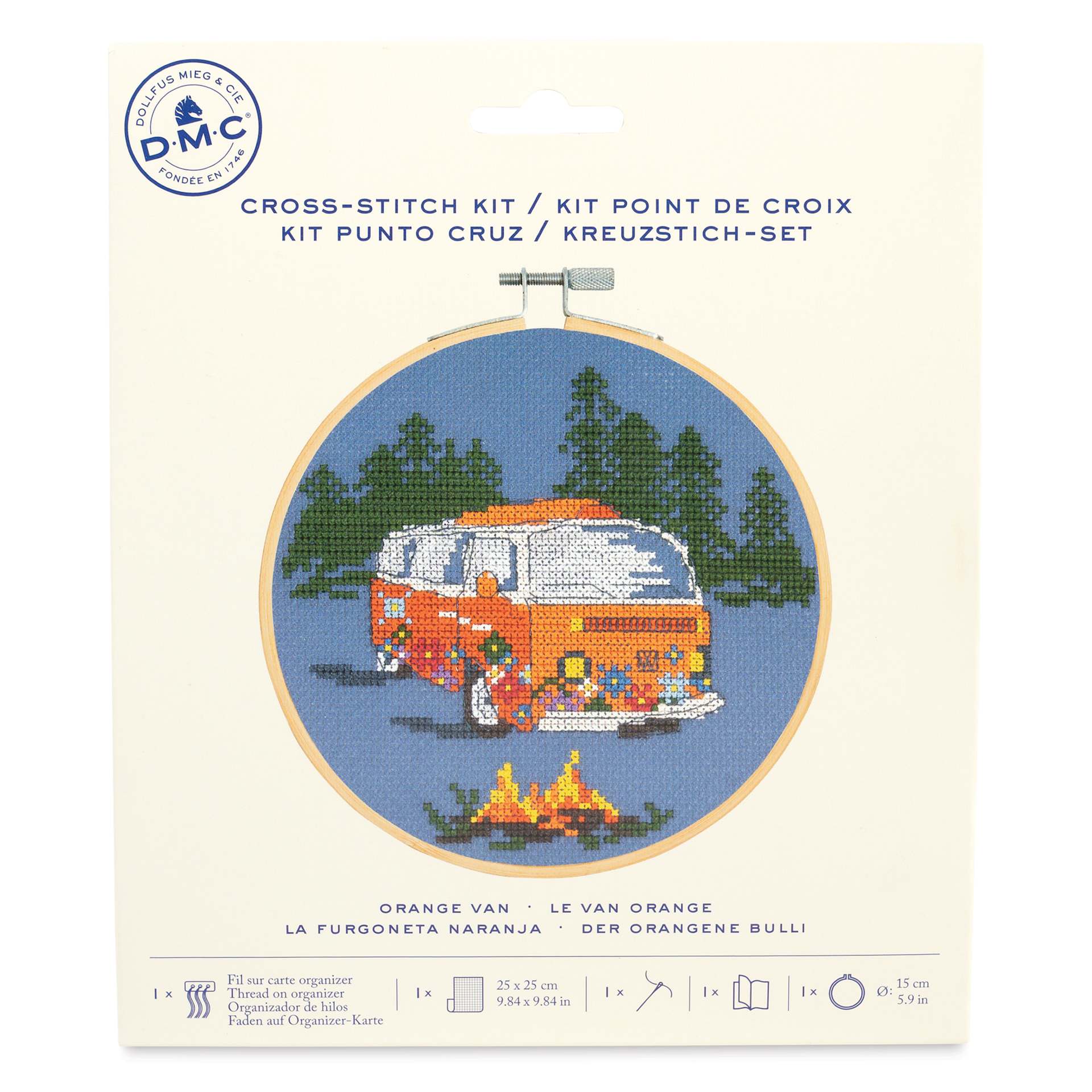 DMC Cross Stitch Kit - Orange Van, front of packaging