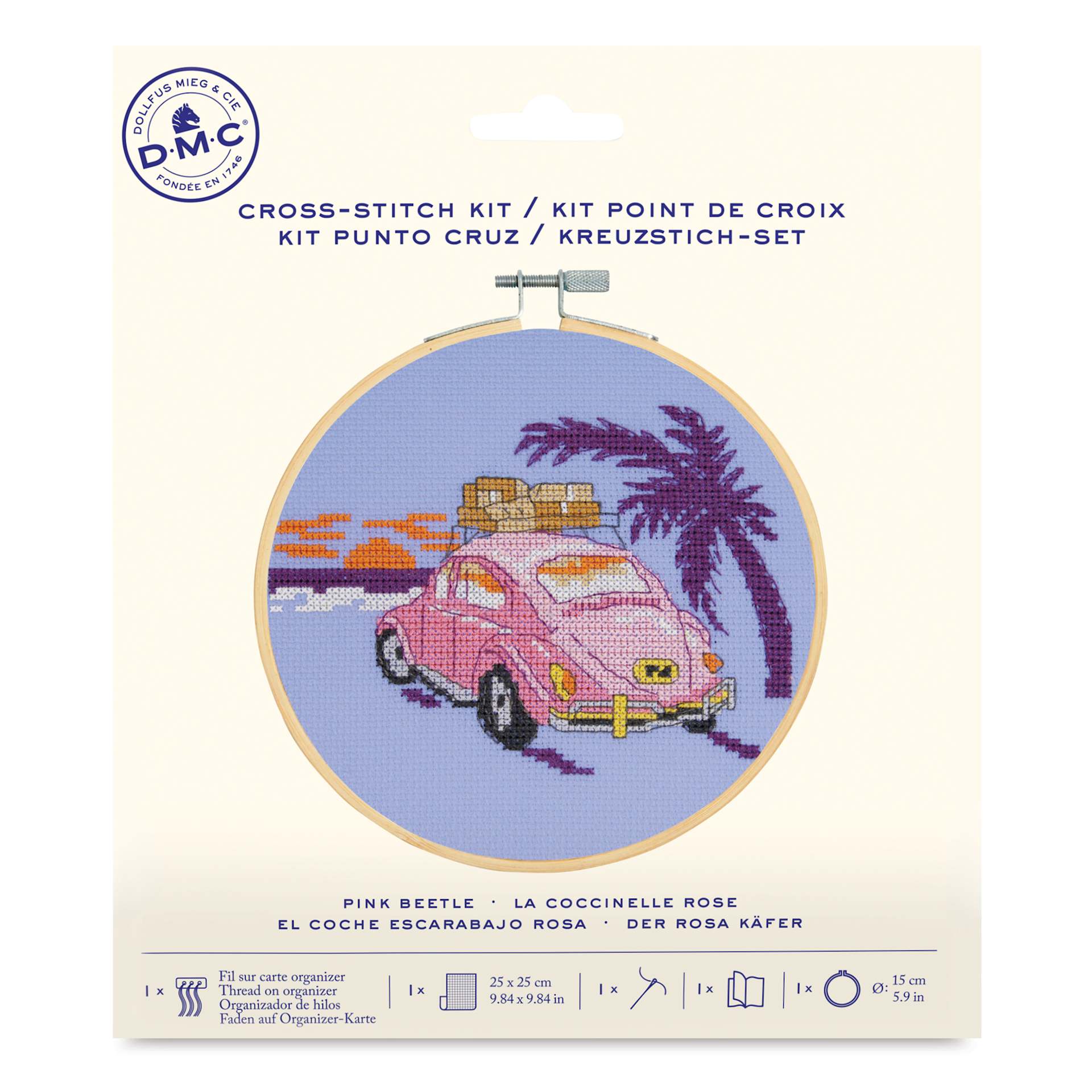 DMC Cross Stitch Kit - Pink Beetle, front of packaging
