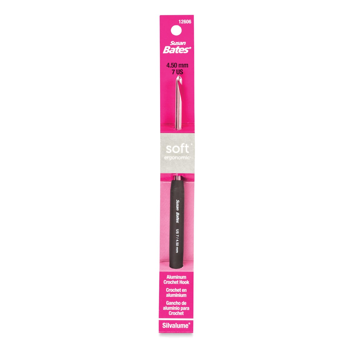 Susan Bates Ergonomic Crochet Hook - US 7, 4.5 mm shown in package