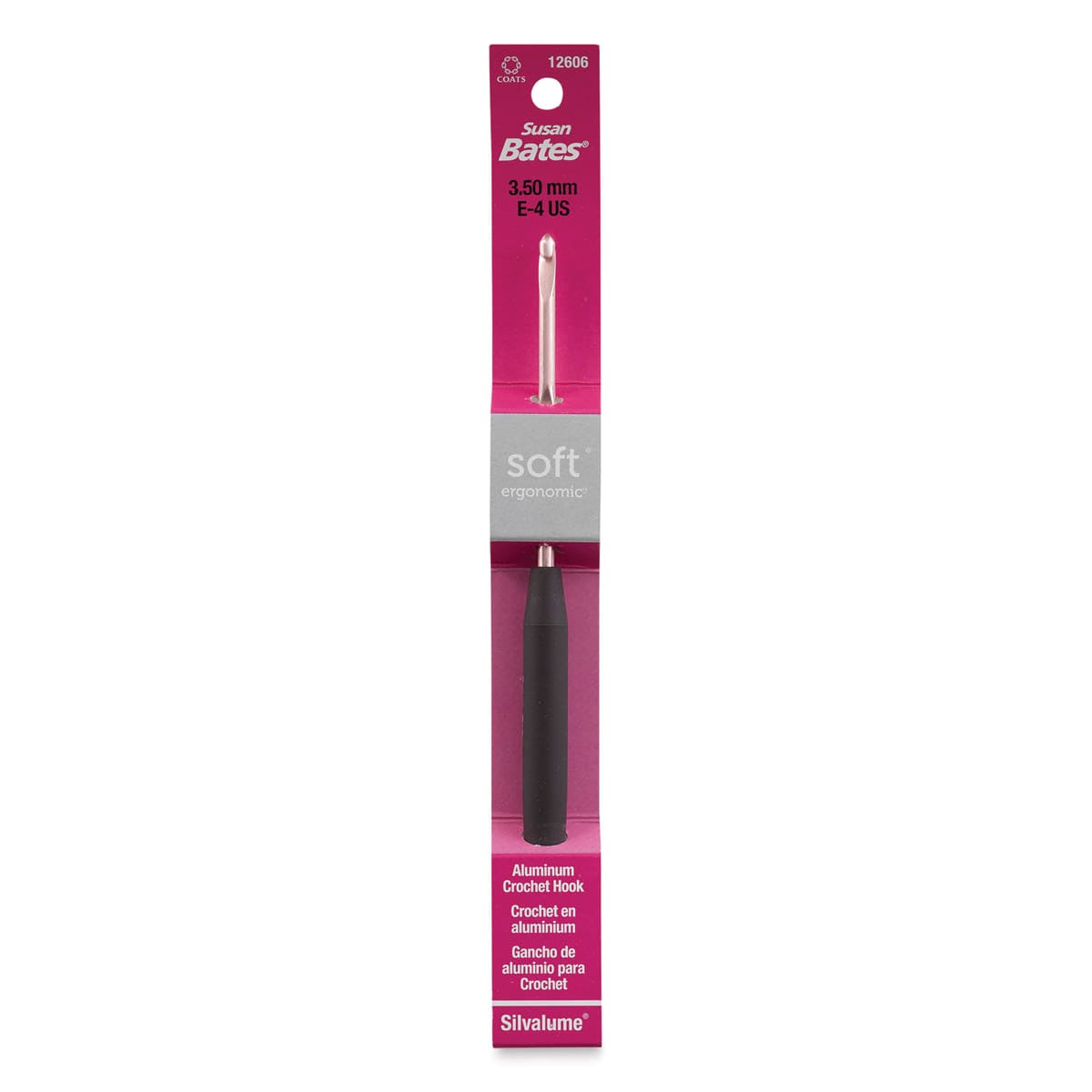 Susan Bates Ergonomic Crochet Hook - US E4, 3.5 mm shown in package