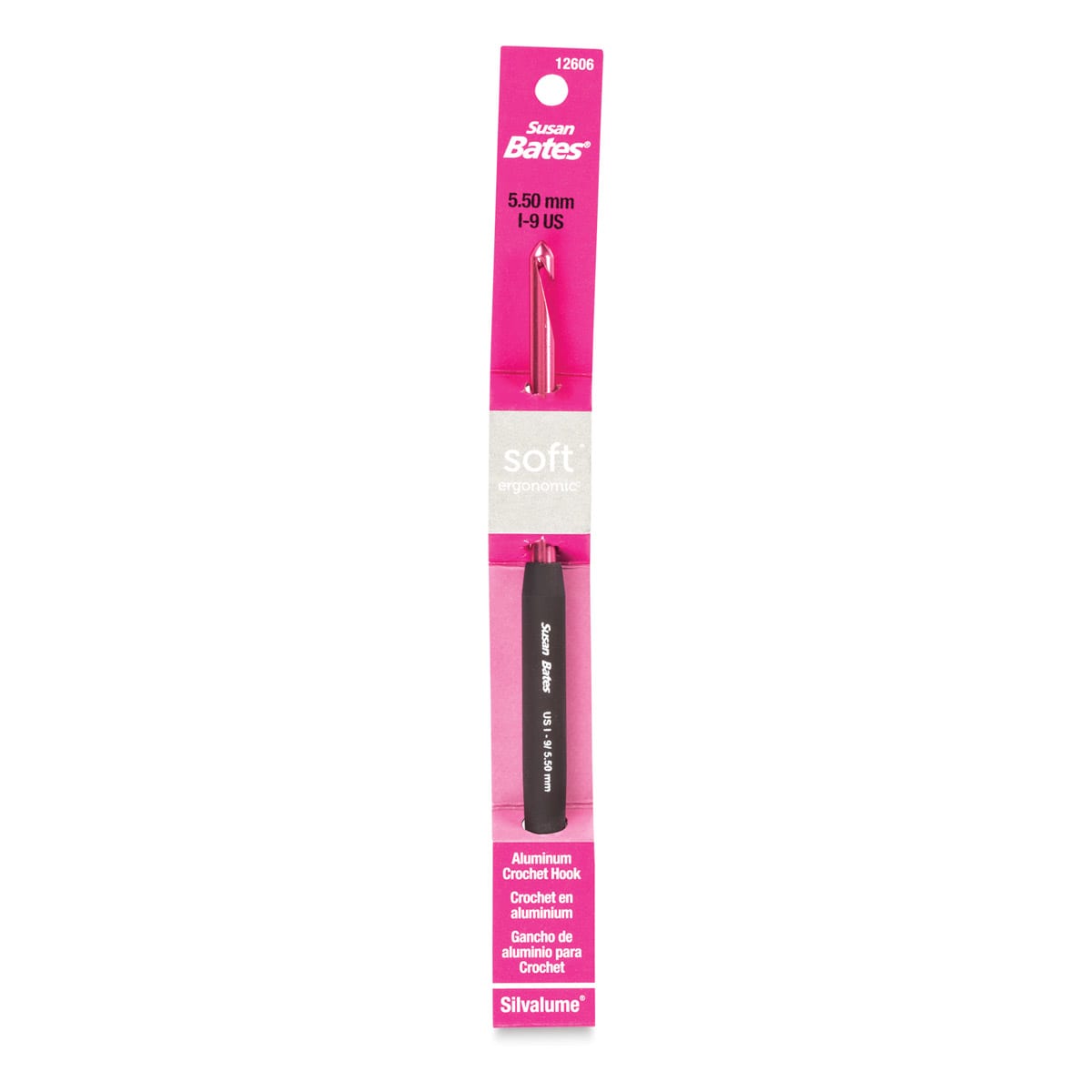 Susan Bates Ergonomic Crochet Hook - US I9, 5.5 mm shown in package