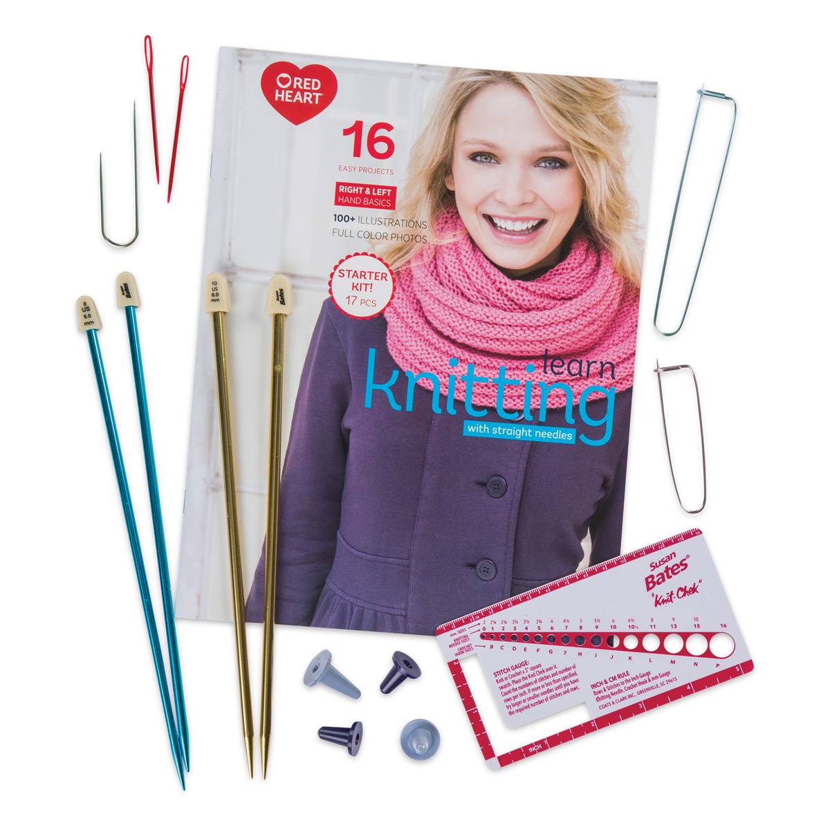 Red Heart Learn to Knit Kit Contents