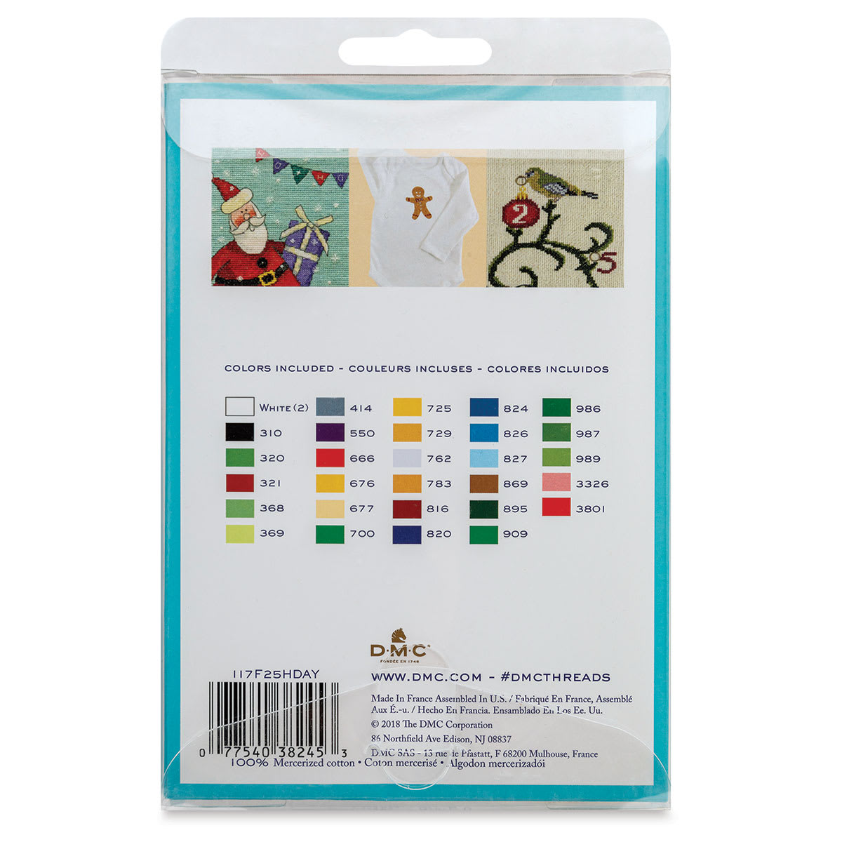 DMC Cotton Embroidery Floss - Holiday Decor, Set of 30 (Back of packaging)