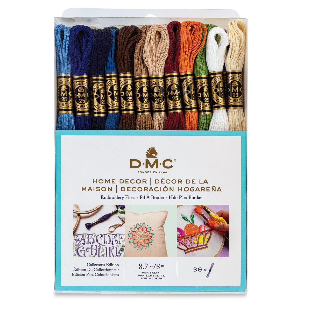 DMC Cotton Embroidery Floss - Home Decor, Set of 36 (Front of packaging)