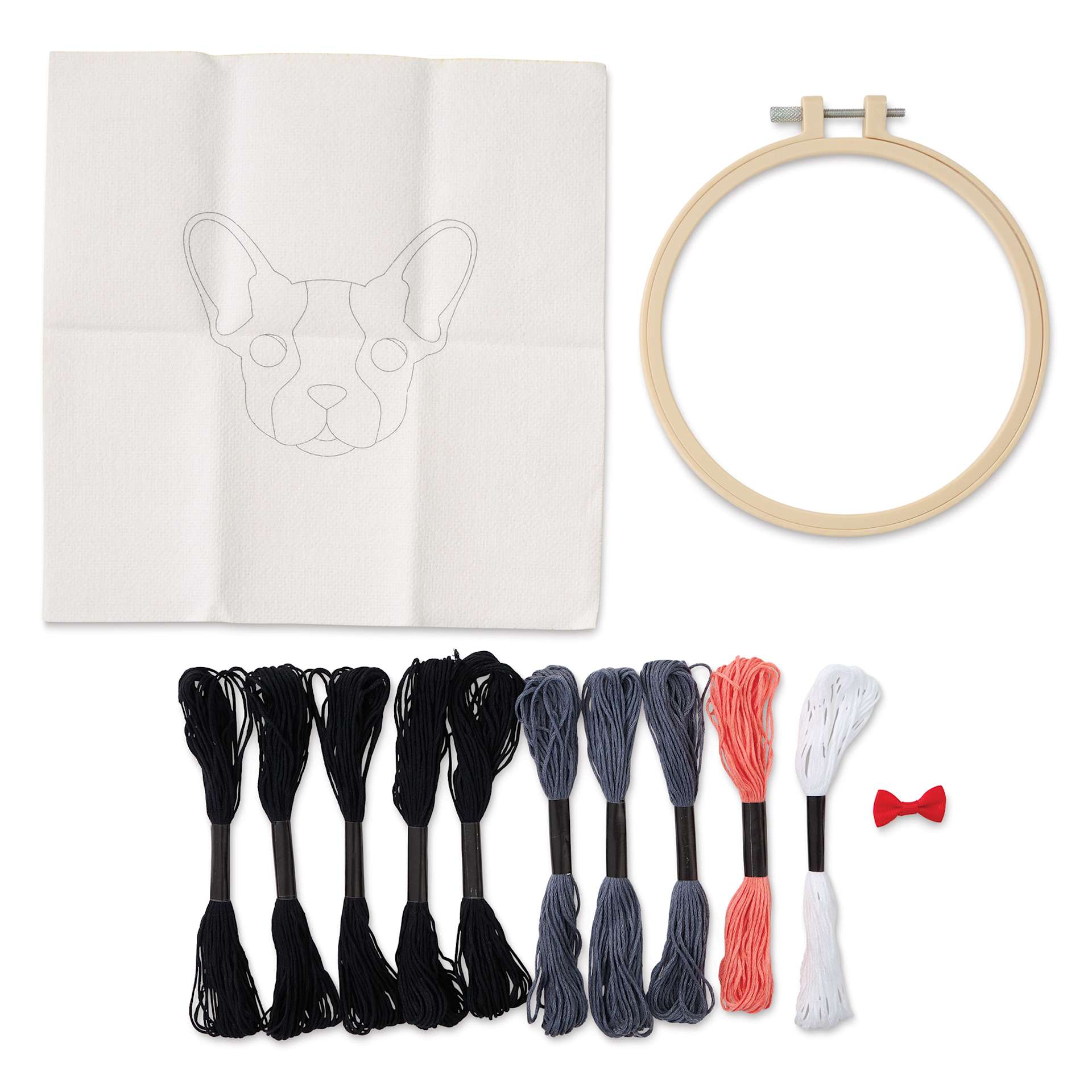 Needle Creations Needle Punch Kit - Dog, contents laid out