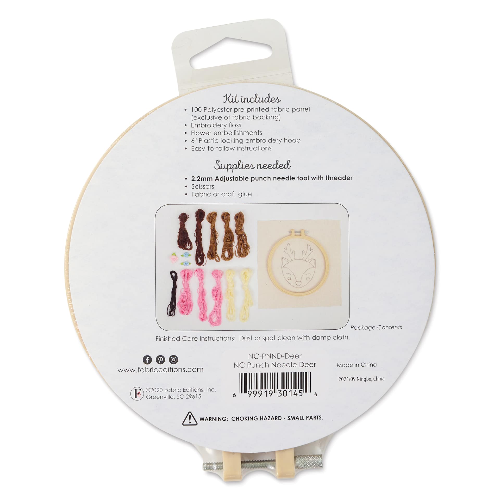 Needle Creations Needle Punch Kit - Deer, back of the packaging