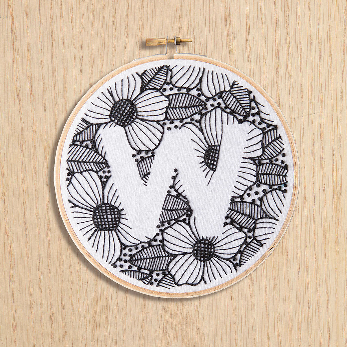 Leisure Arts Embroidery Kit - Monogram, completed project