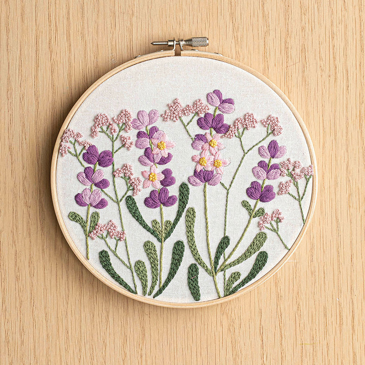 Leisure Arts Embroidery Kit - Lavender Haze, completed project