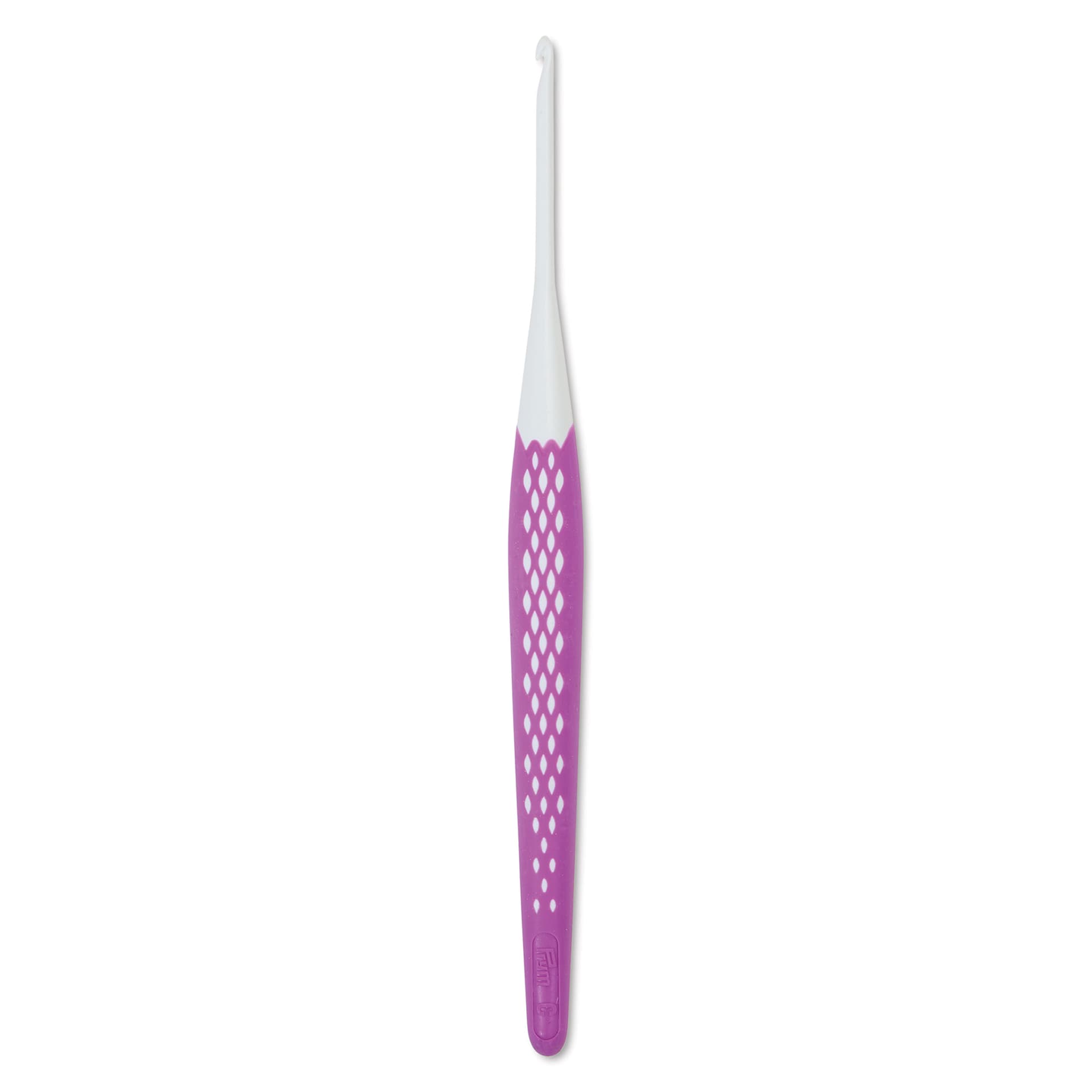 Prym Ergonomics Crochet Hook - C, hook in upright position outside of the packaging