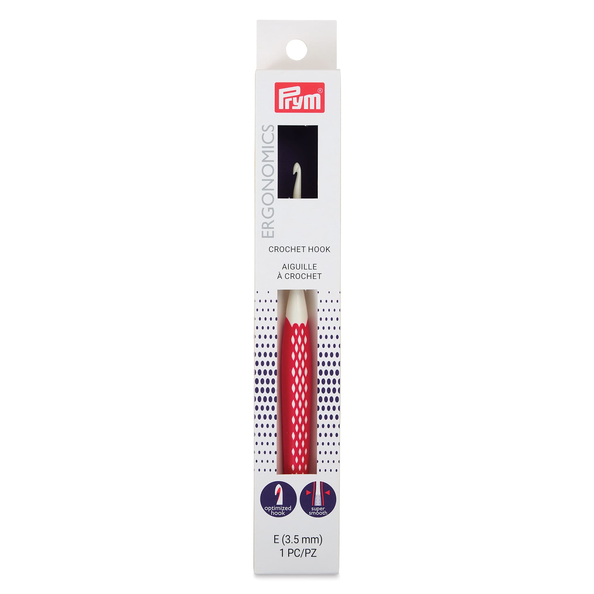 Prym Ergonomics Crochet Hook - E, front of the packaging