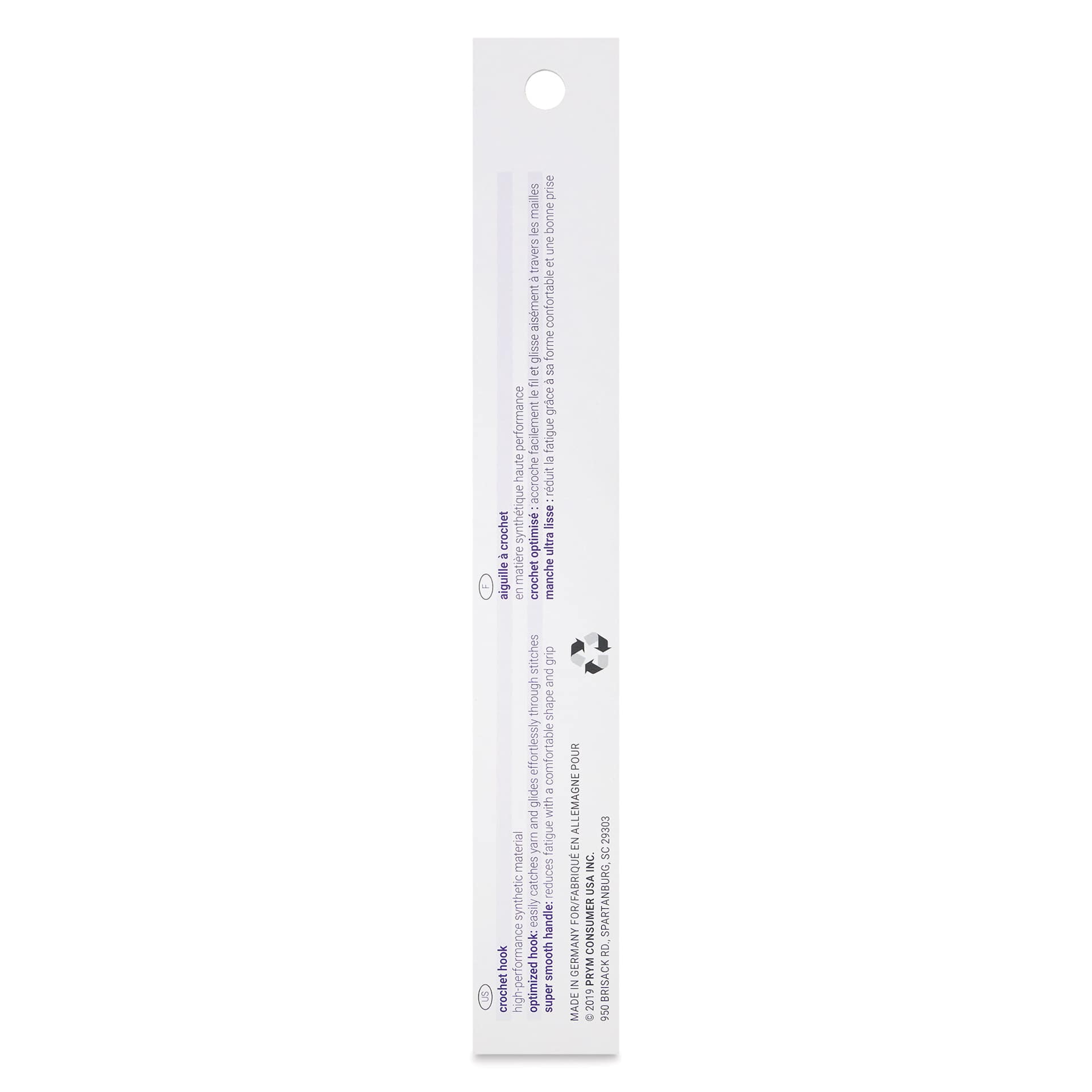 Prym Ergonomics Crochet Hook - G, back of the packaging