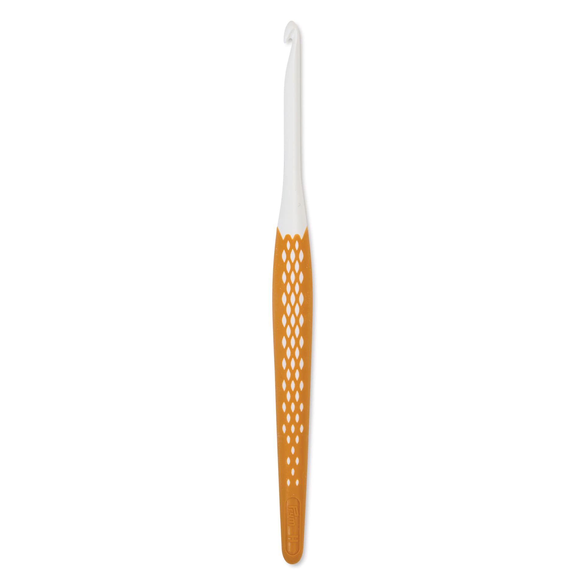 Prym Ergonomics Crochet Hook - H, hook in upright position outside of the packaging