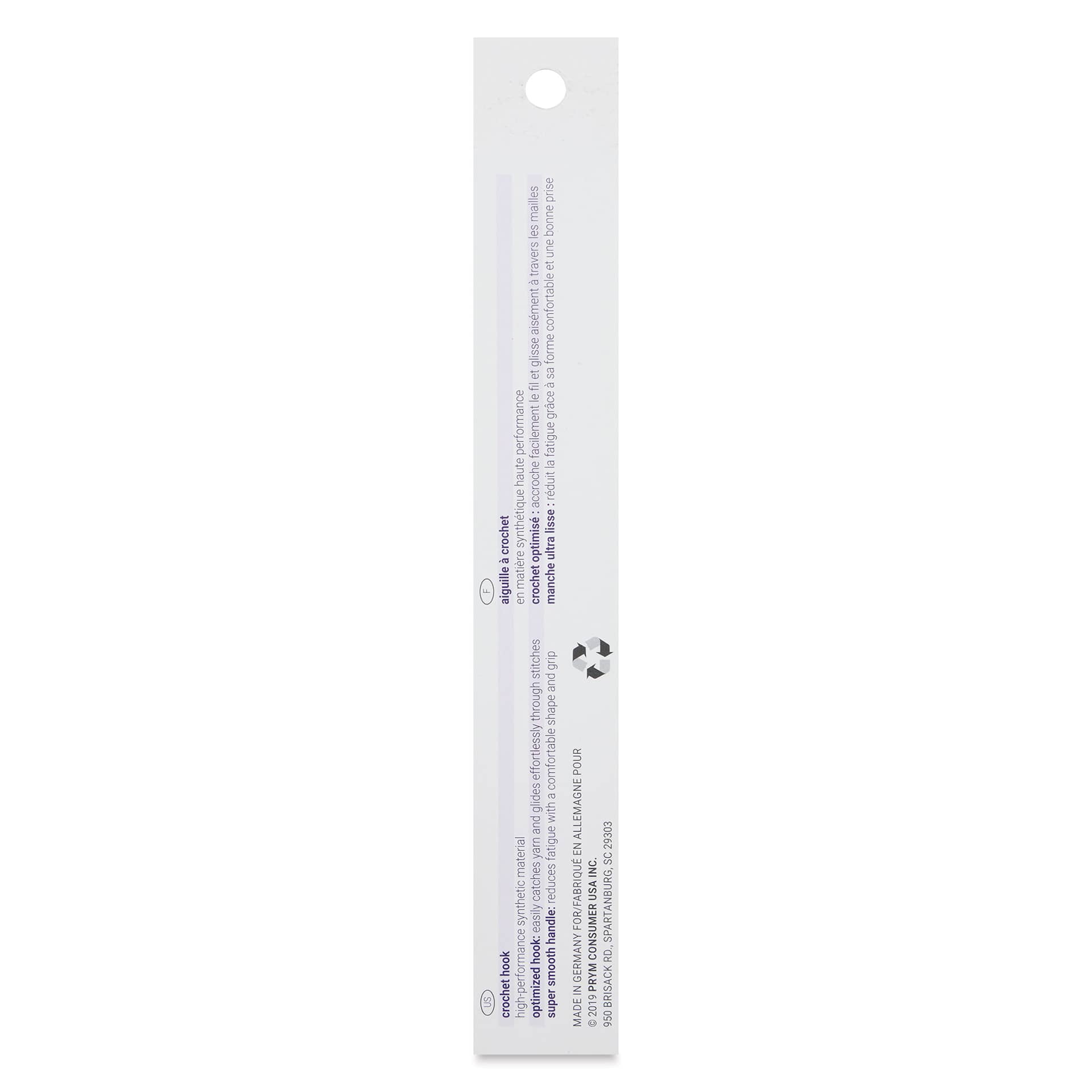 Prym Ergonomics Crochet Hook - J, back of the packaging