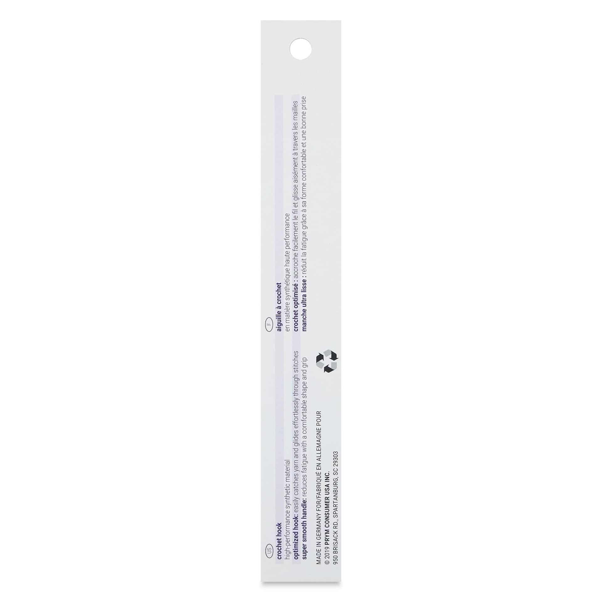 Prym Ergonomics Crochet Hook - M, back of the packaging
