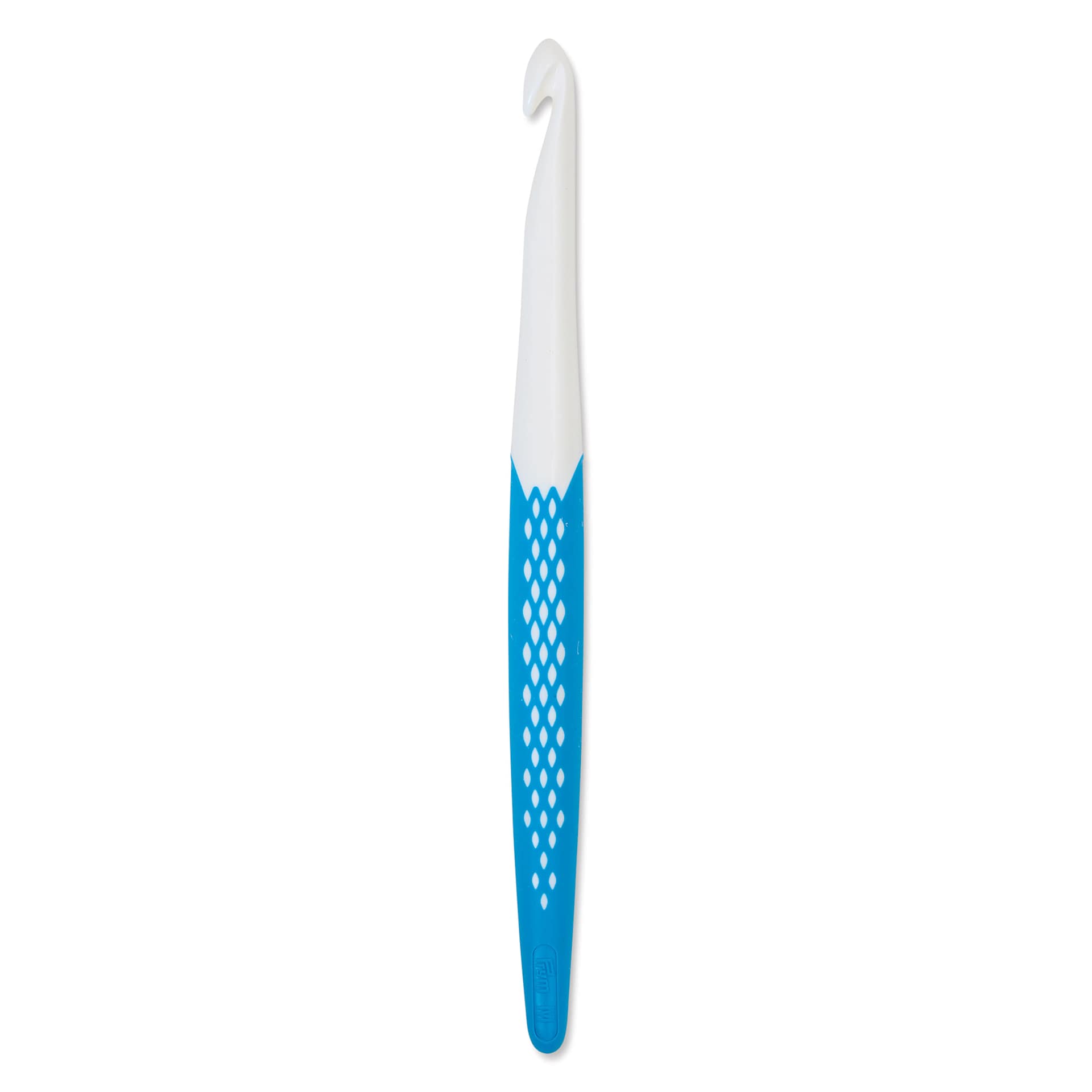 Prym Ergonomics Crochet Hook - M, hook in upright position outside of the packaging