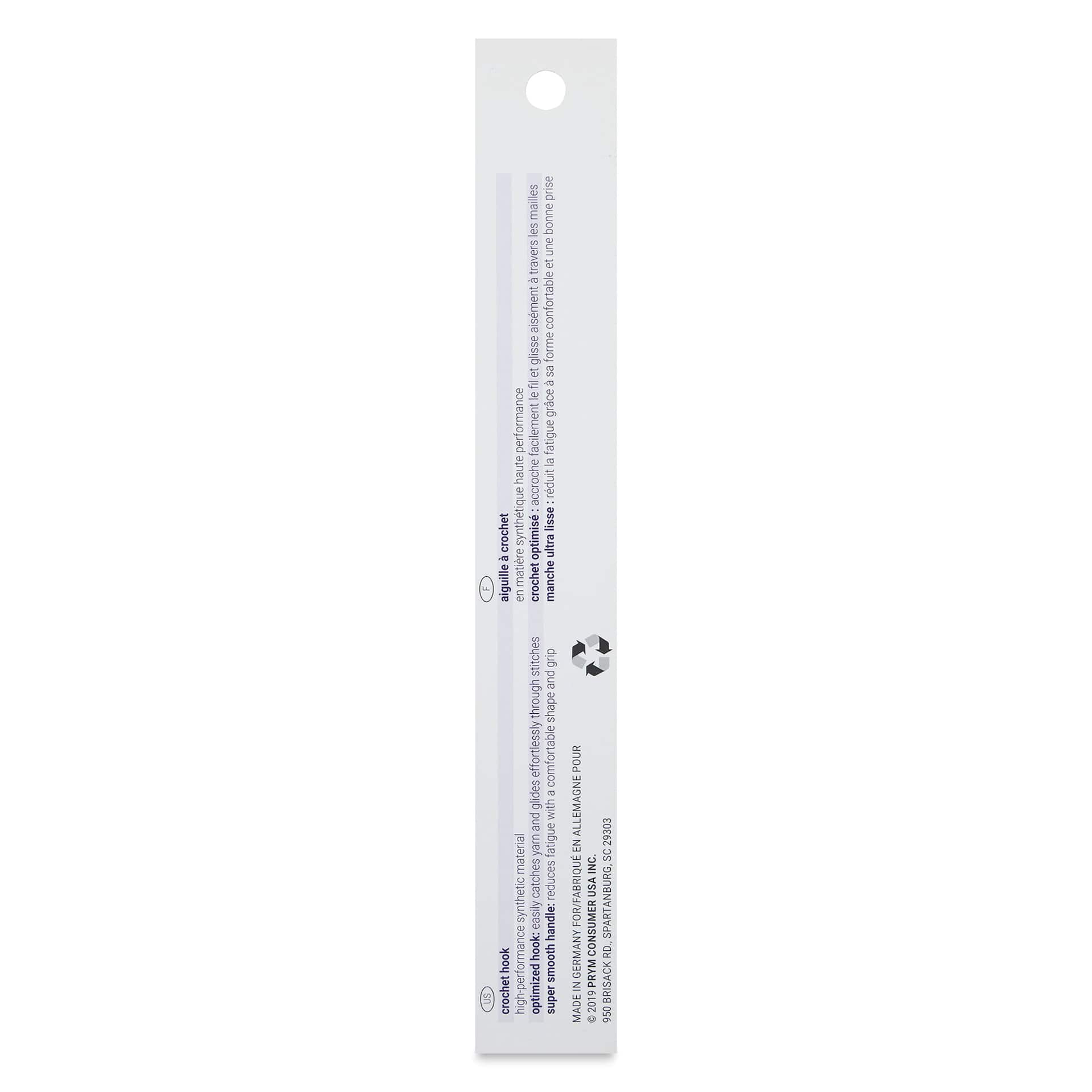 Prym Ergonomics Crochet Hook - N, back of the packaging